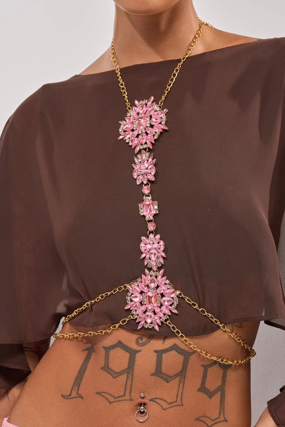 PRETTY IN PINK BODY CHAIN sold by AKIRA