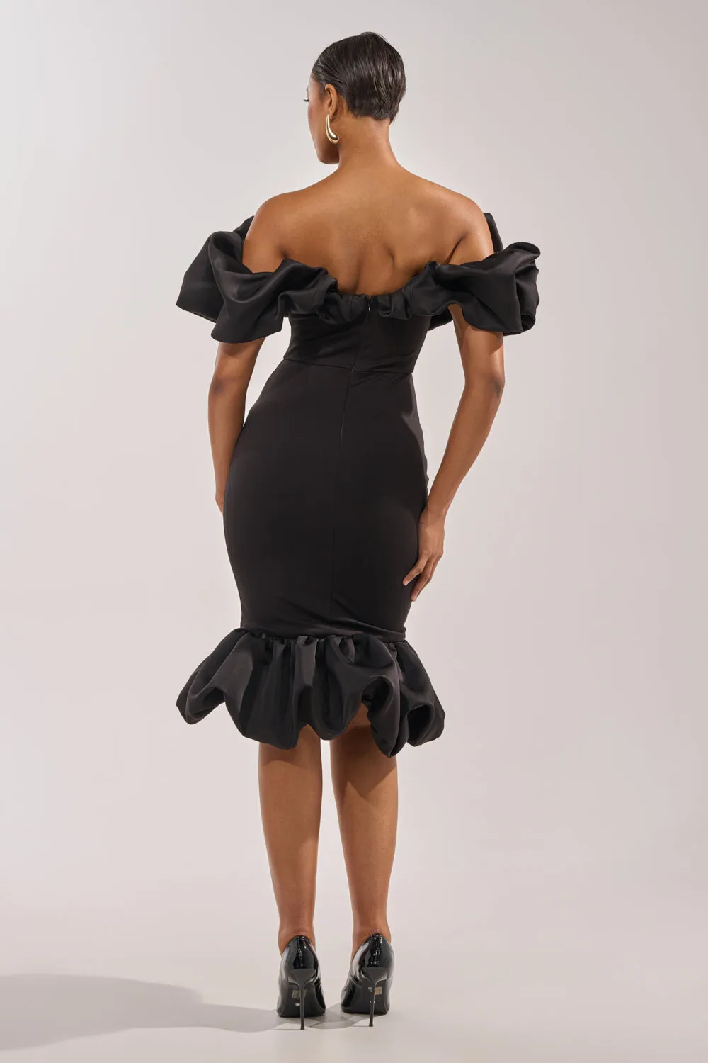 COCKTAIL HOUR PUFF SLEEVE MIDI DRESS sold by AKIRA product image thumbnail 4