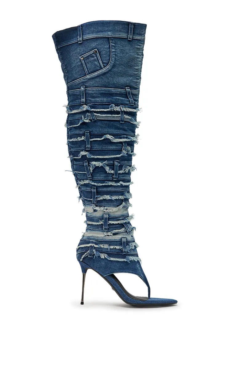 AZALEA WANG SENA DENIM STILETTO OPEN TOE BOOT sold by AKIRA product image thumbnail 5