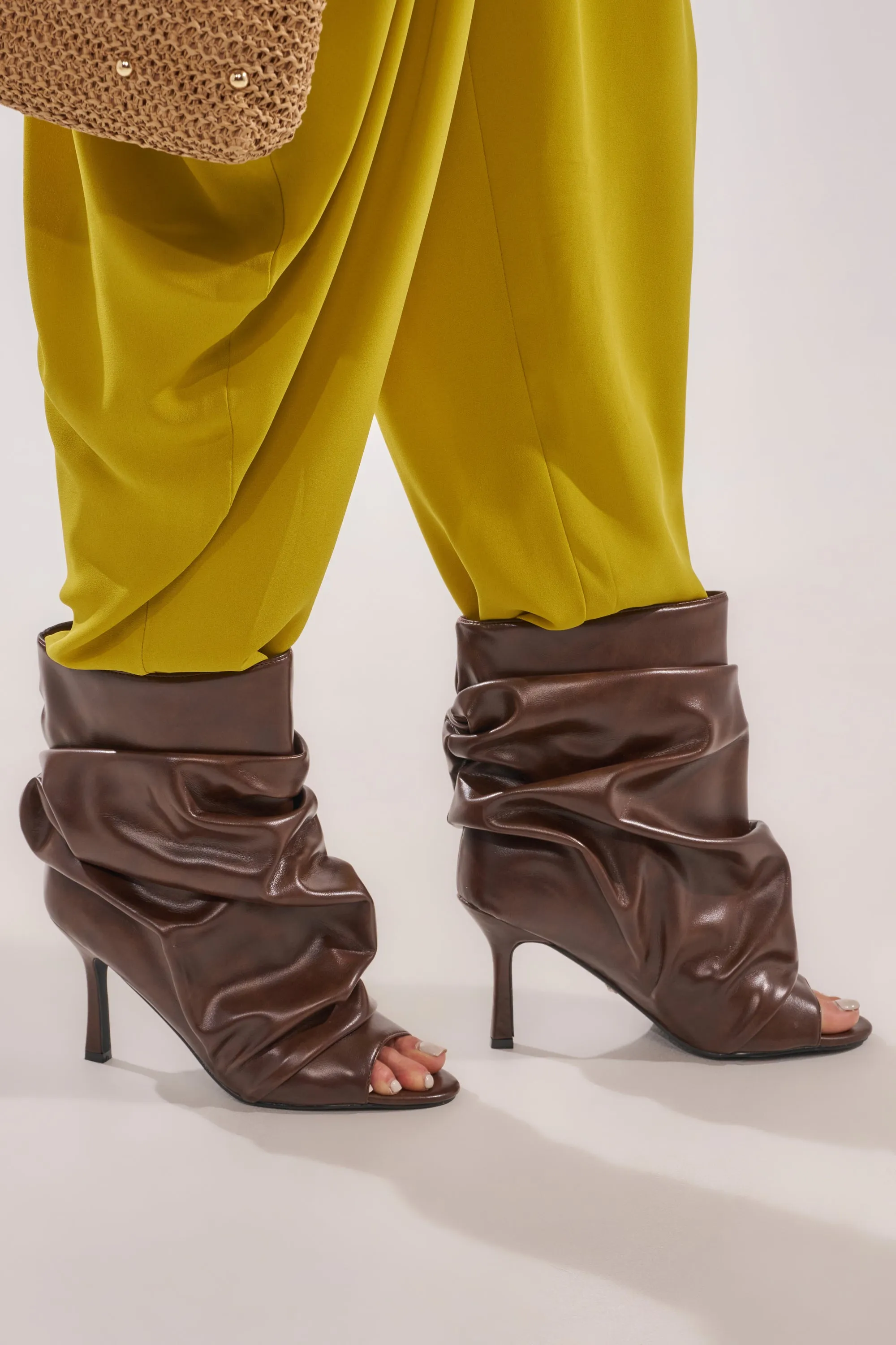 AZALEA WANG APEX BROWN SLOUCHY OPEN TOE BOOTIE sold by AKIRA product image thumbnail 4