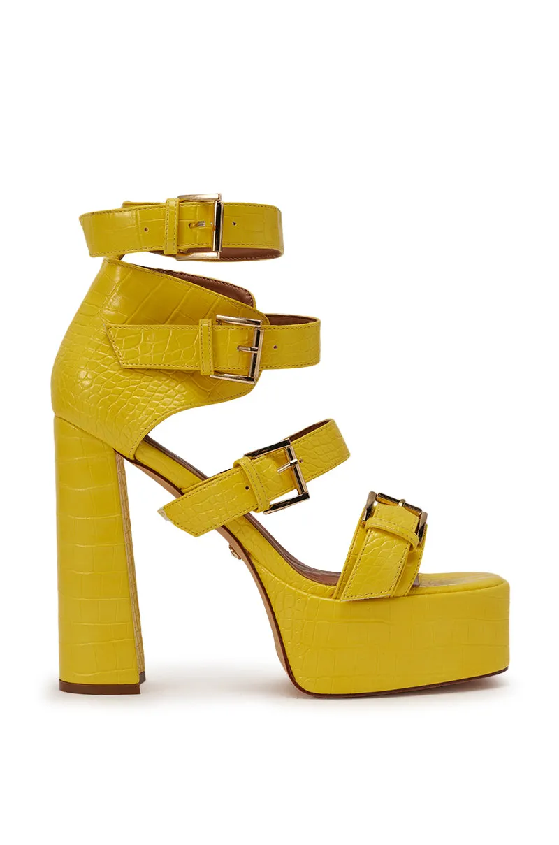 AZALEA WANG KAELIN YELLOW CROC PU PLATFORM CHUNKY SANDAL sold by AKIRA product image thumbnail 4