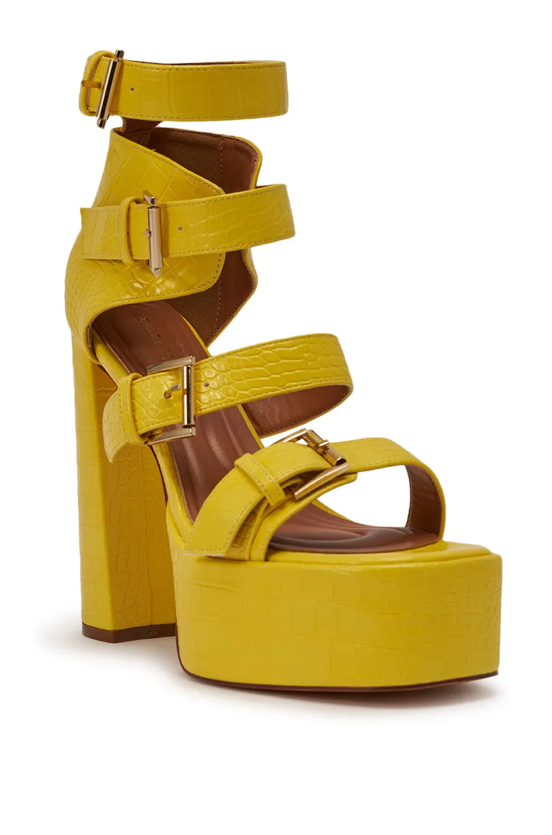 AZALEA WANG KAELIN YELLOW CROC PU PLATFORM CHUNKY SANDAL sold by AKIRA product image thumbnail 5