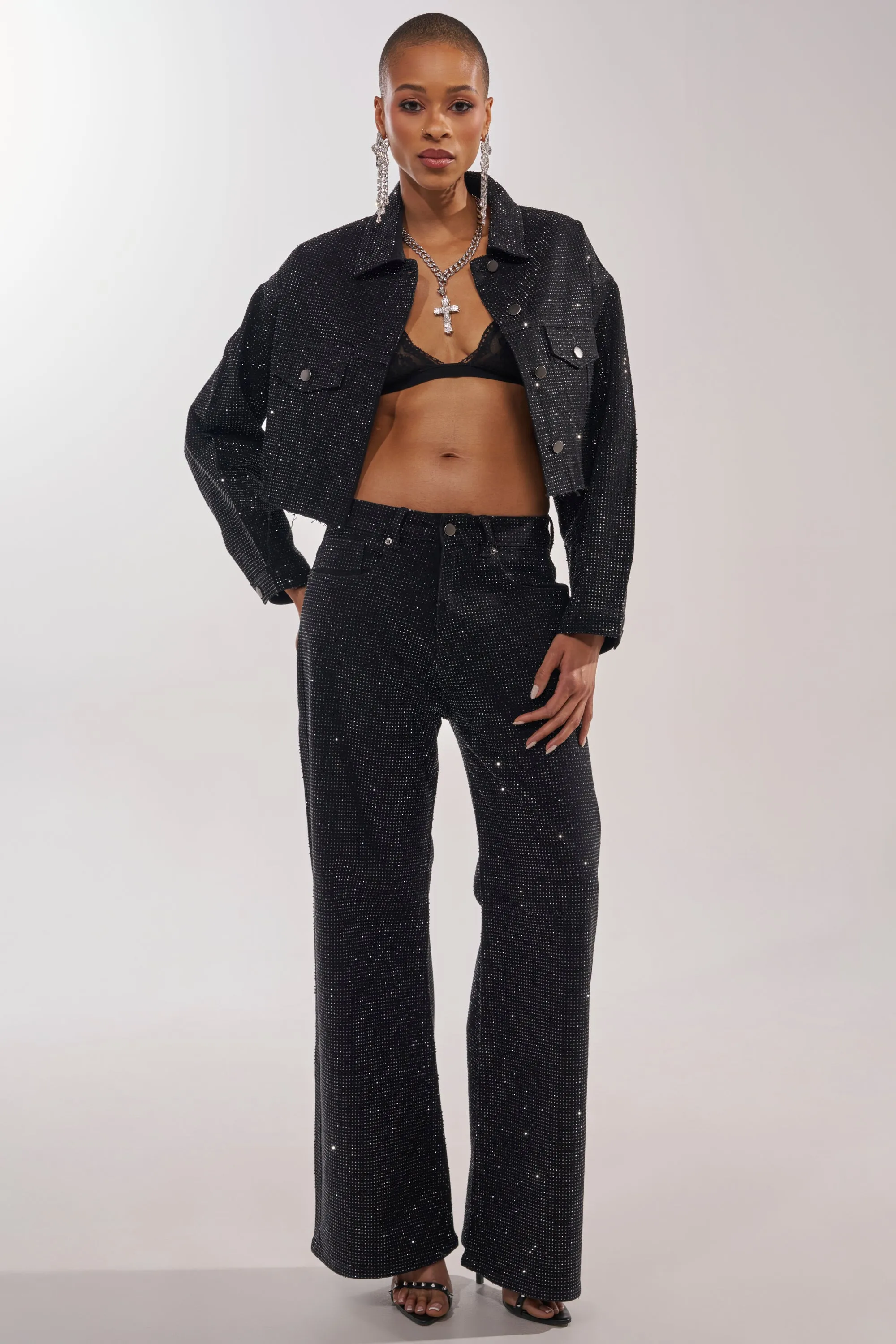 DEMI EMBELLISHED RELAXED DENIM IN BLACK sold by AKIRA product image thumbnail 3