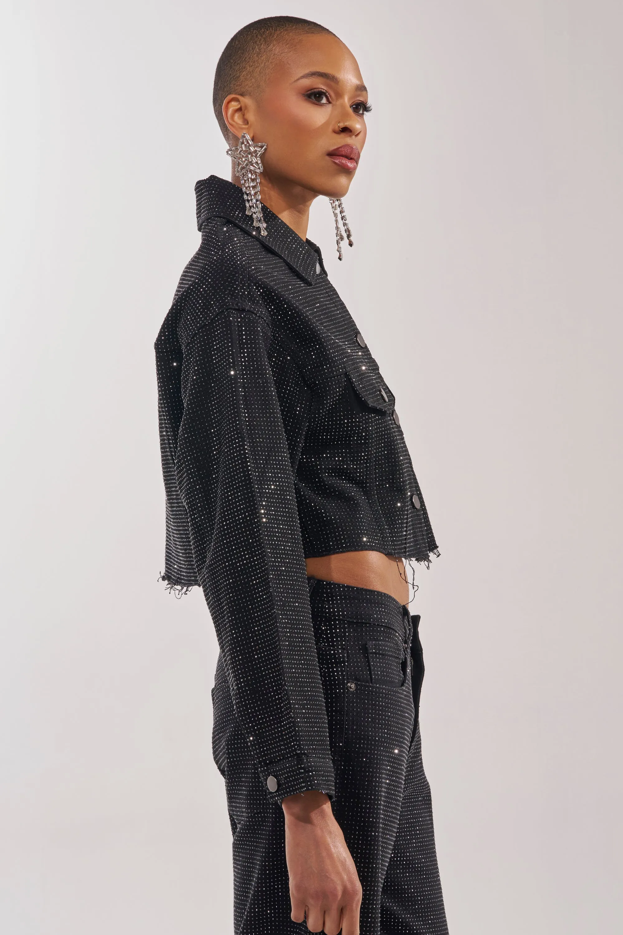 DEMI EMBELLISHED DENIM JACKET IN BLACK sold by AKIRA product image thumbnail 5