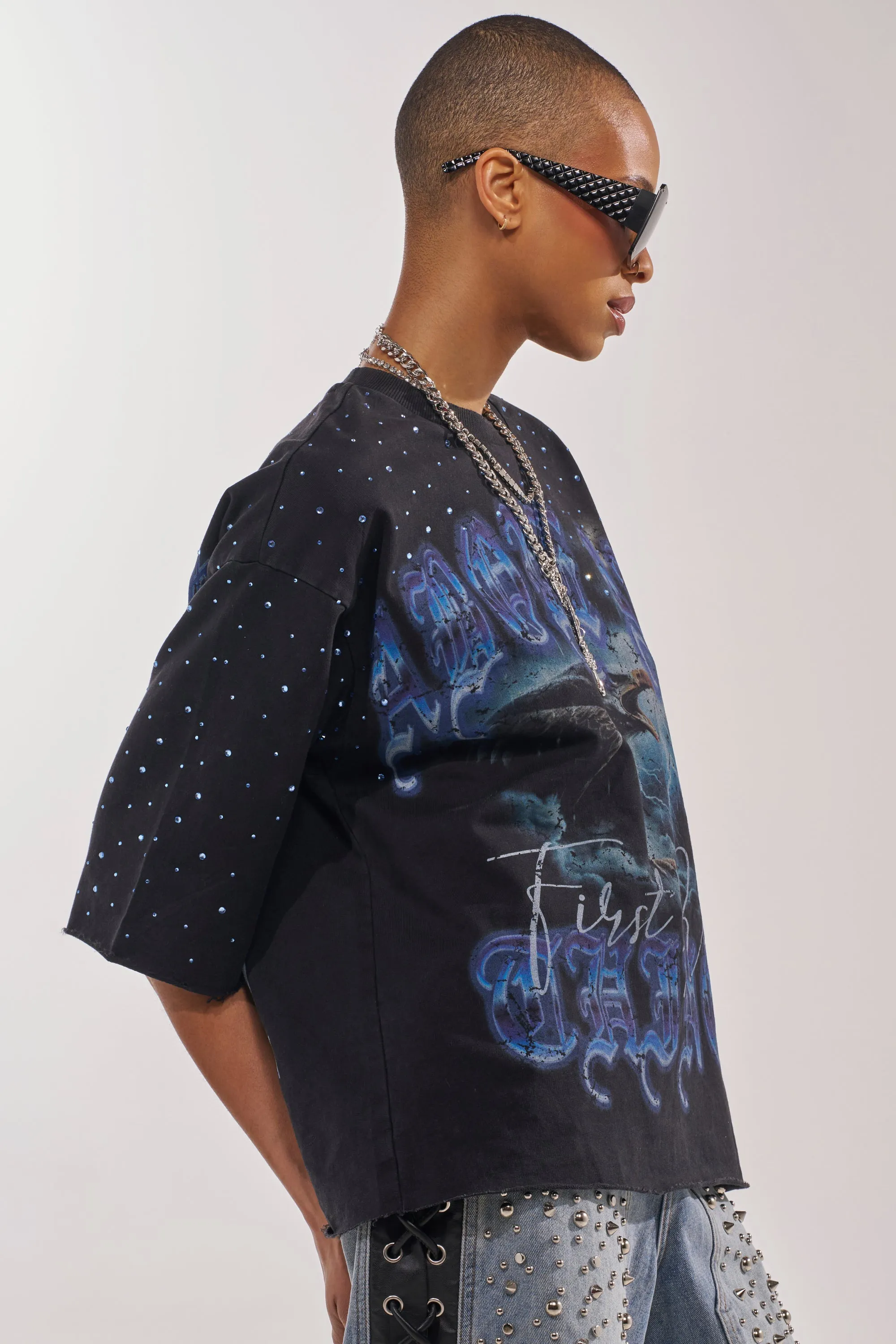 FIRST ROW TAKING FLIGHT FRENCH TERRY TEE sold by AKIRA product image thumbnail 4