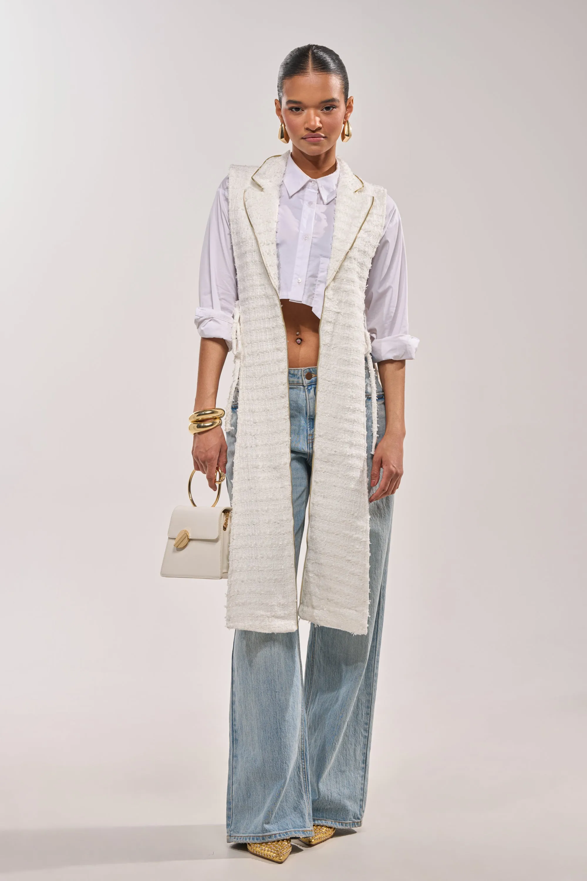 HONEY HONEY SPLIT VEST IN TWEED sold by AKIRA product image thumbnail 4