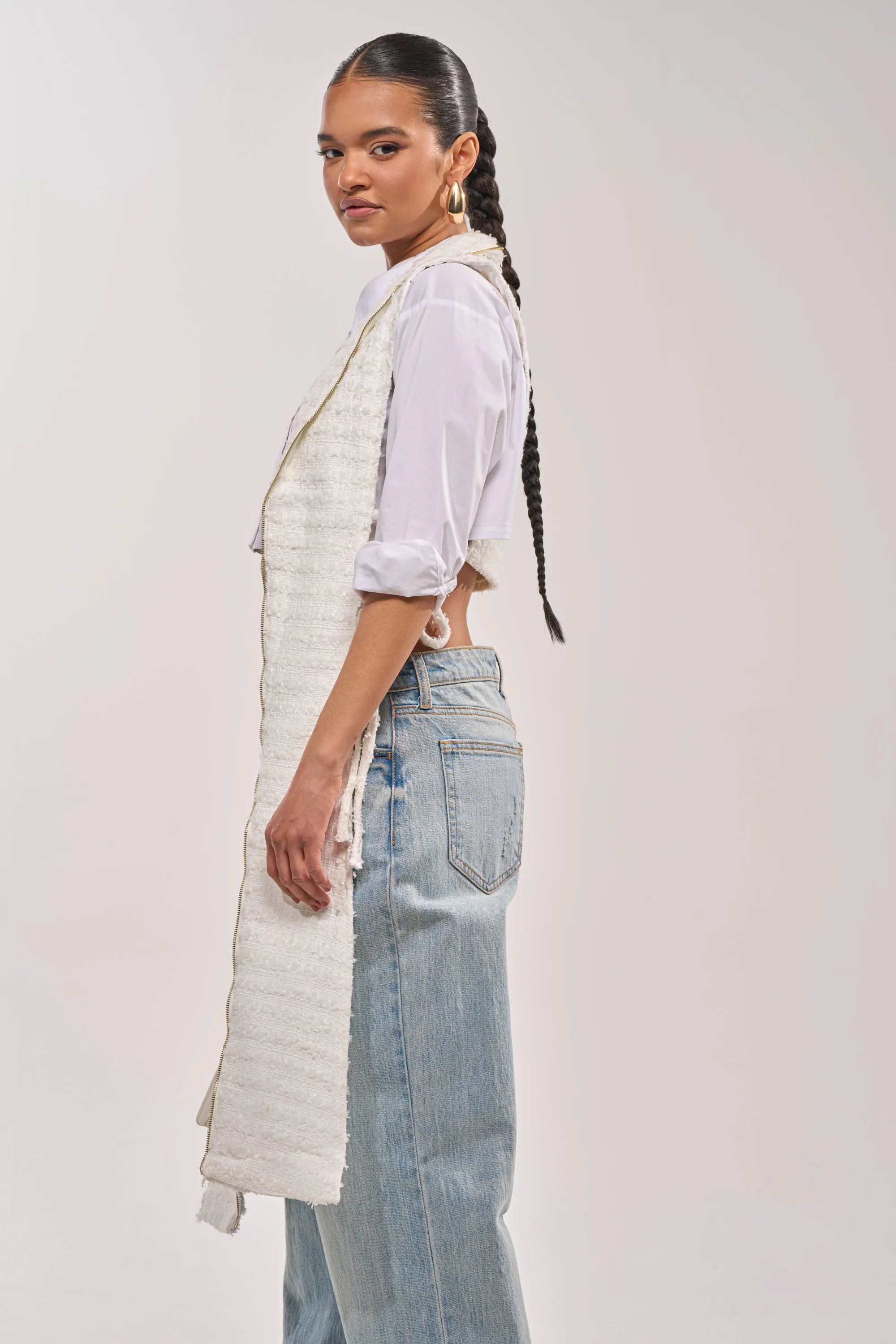 HONEY HONEY SPLIT VEST IN TWEED sold by AKIRA product image thumbnail 2