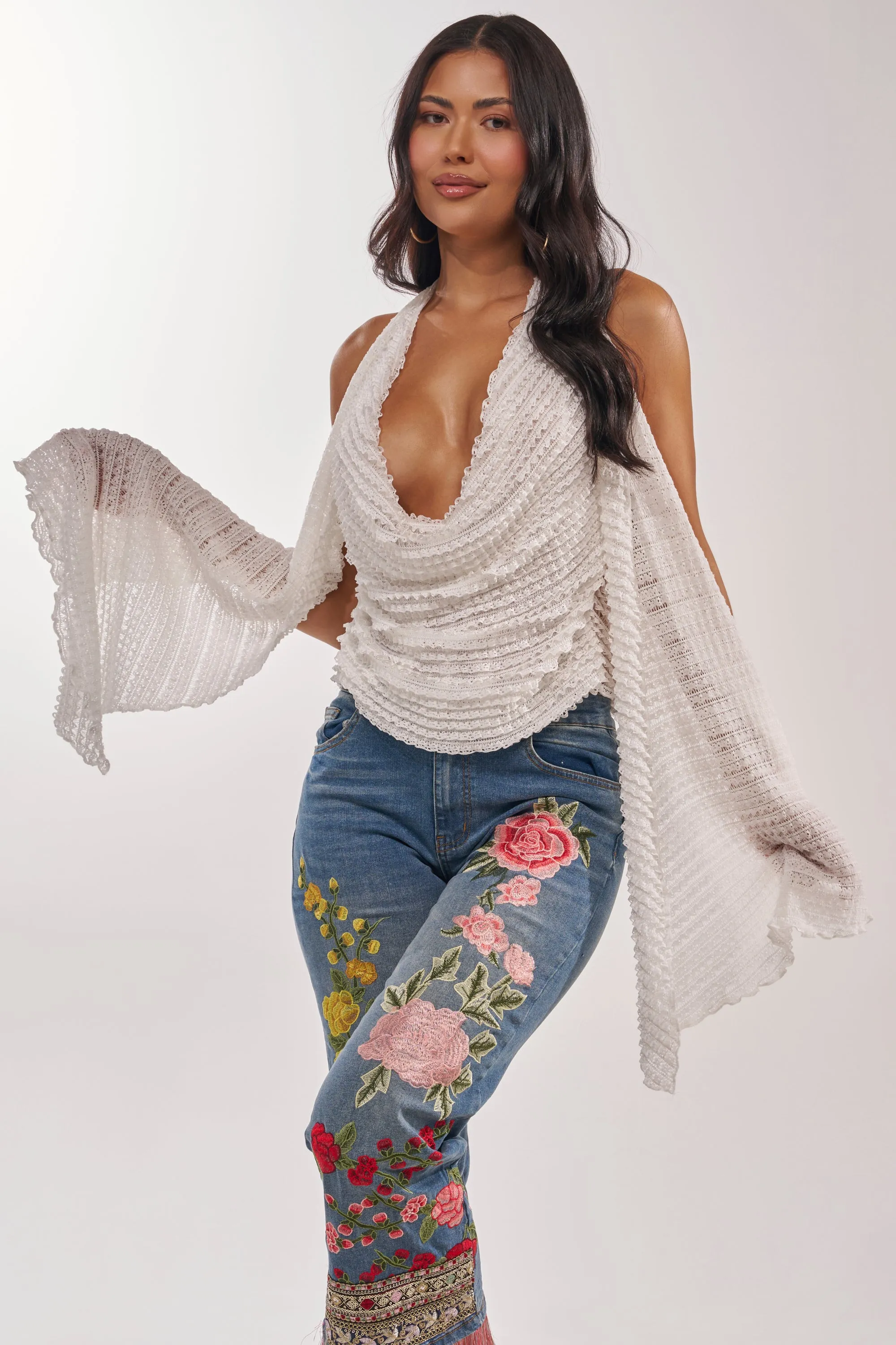 TAKE ME TO THE TROPICS COWL NECK BLOUSE sold by AKIRA product image thumbnail 2