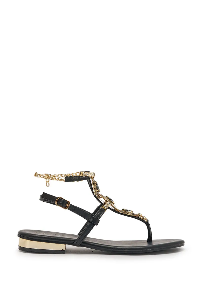 AZALEA WANG RAFEE BLACK RHINESTONE EMBELLISHED FLAT STRAP SANDAL sold by AKIRA product image thumbnail 5