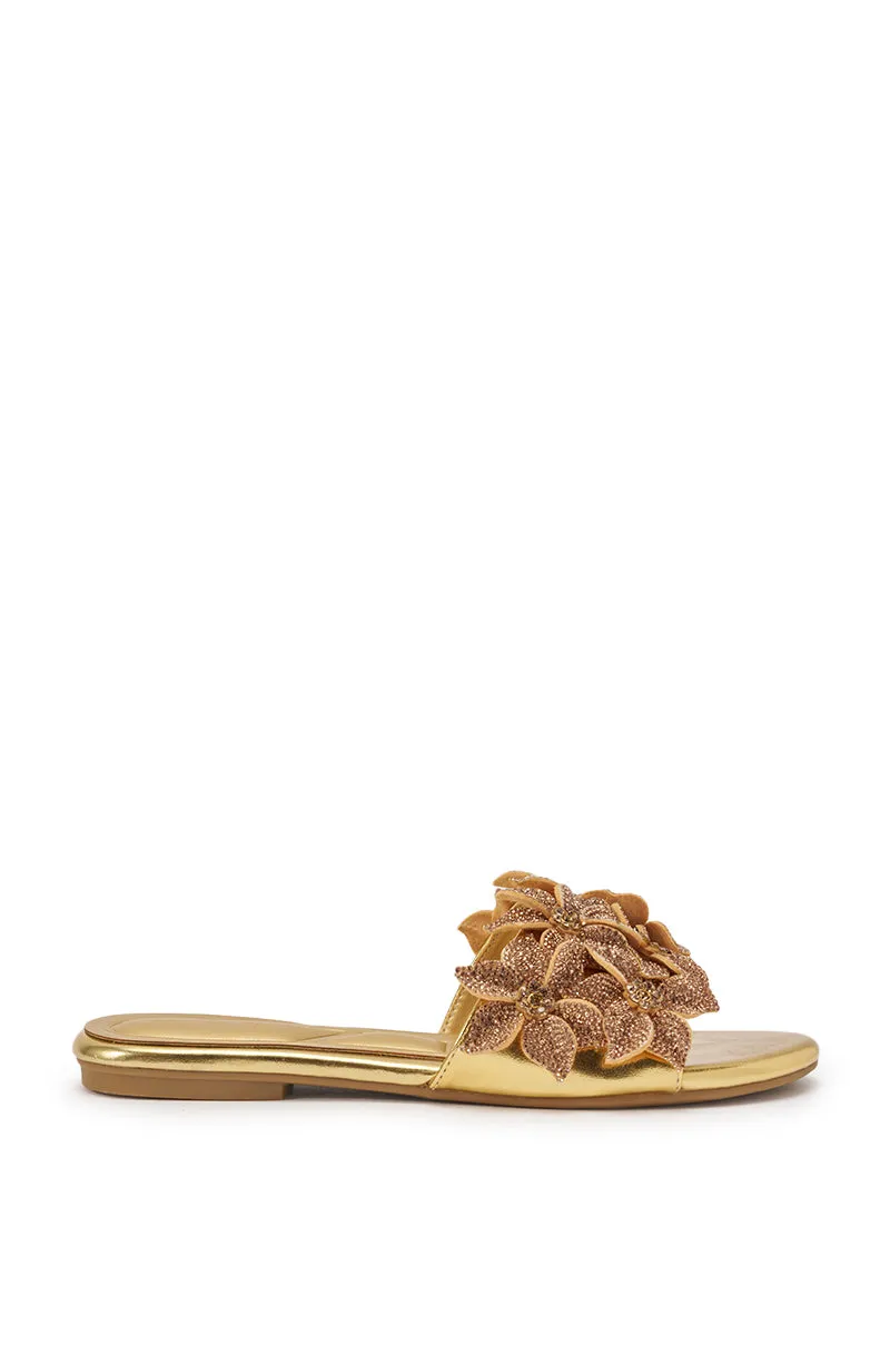 AZALEA WANG YUNA GOLD FLAT GOLD RHINESTONE EMBELLISHED SLIP ON SANDAL sold by AKIRA product image thumbnail 5