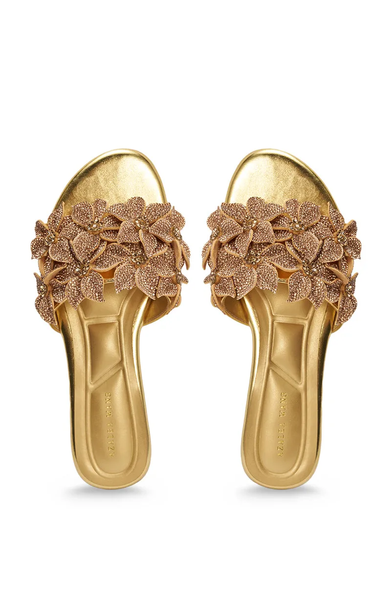 AZALEA WANG YUNA GOLD FLAT GOLD RHINESTONE EMBELLISHED SLIP ON SANDAL sold by AKIRA product image thumbnail 4