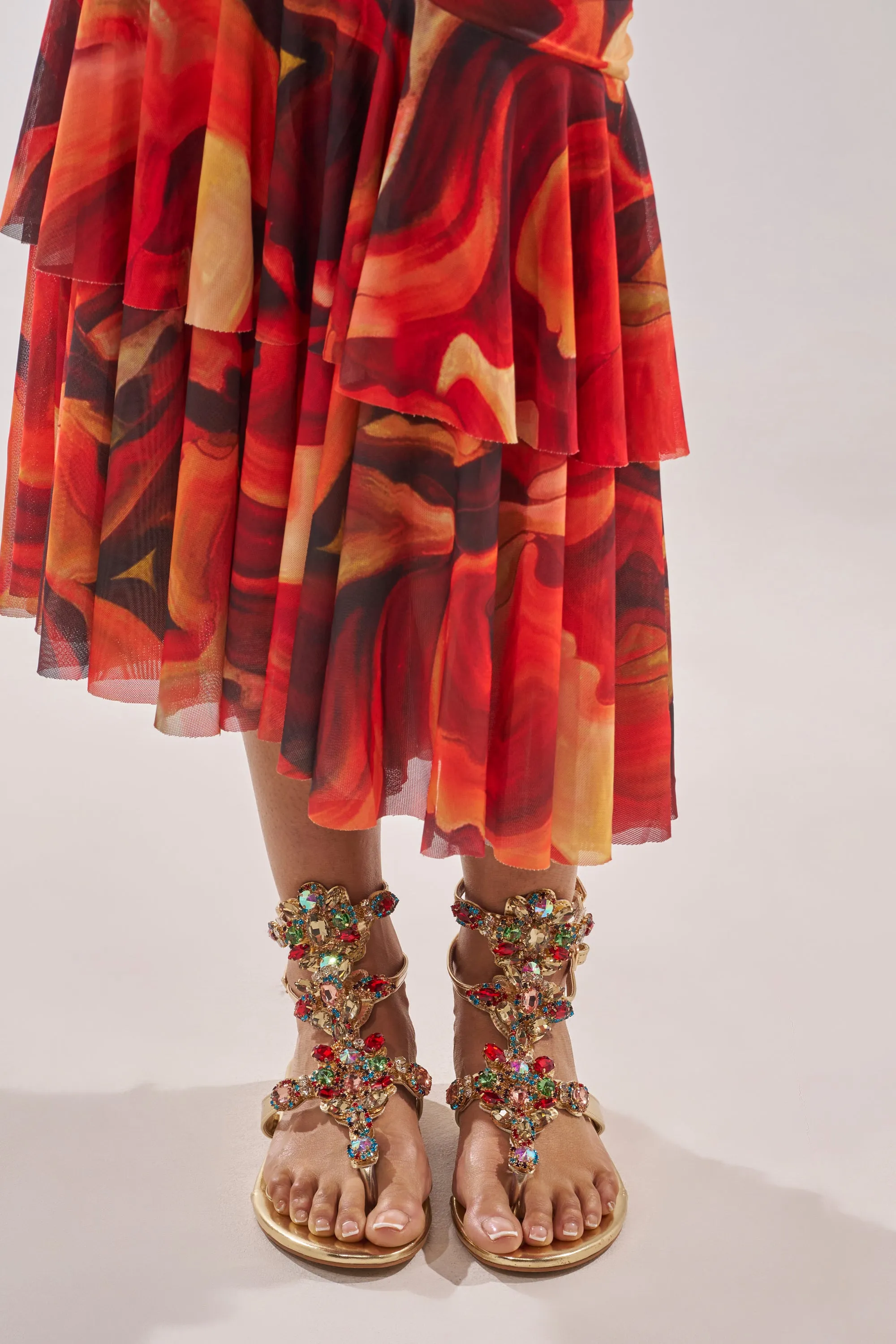 AZALEA WANG OLISA GOLD RHINESTONE EMBELLISHED FLAT SANDAL sold by AKIRA product image thumbnail 2