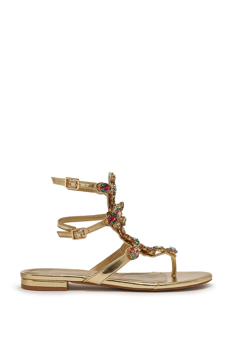 AZALEA WANG OLISA GOLD RHINESTONE EMBELLISHED FLAT SANDAL sold by AKIRA product image thumbnail 5