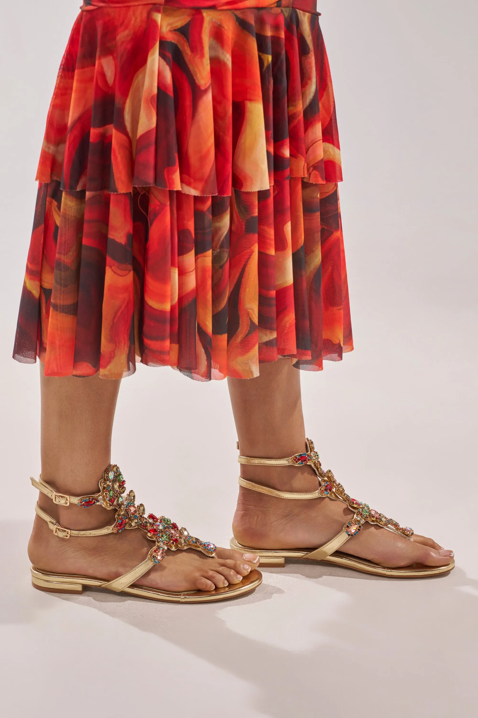 AZALEA WANG OLISA GOLD RHINESTONE EMBELLISHED FLAT SANDAL sold by AKIRA product image thumbnail 3