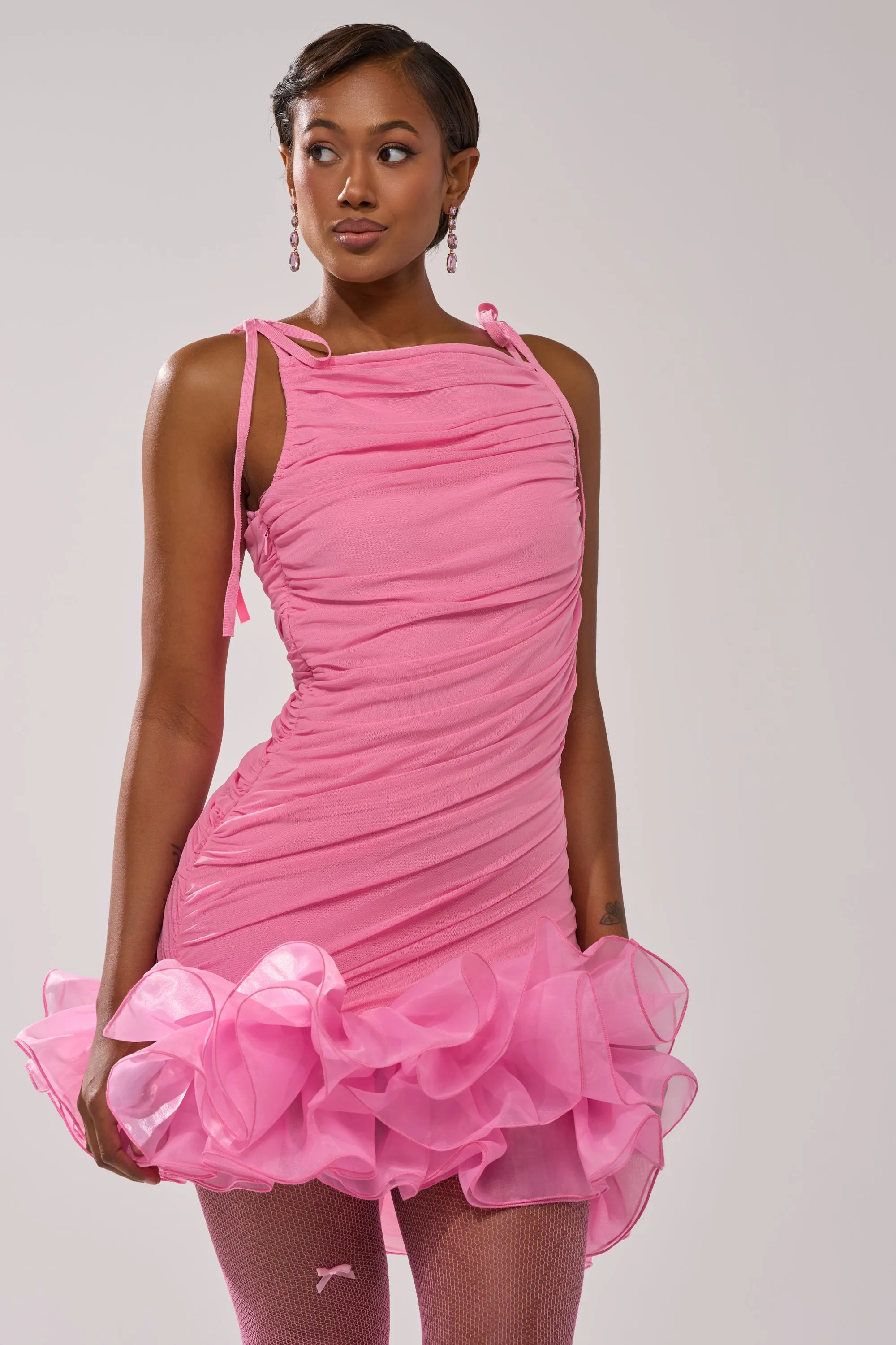 PRINCESS PEPLUM MINI DRESS IN PINK sold by AKIRA product image thumbnail 2