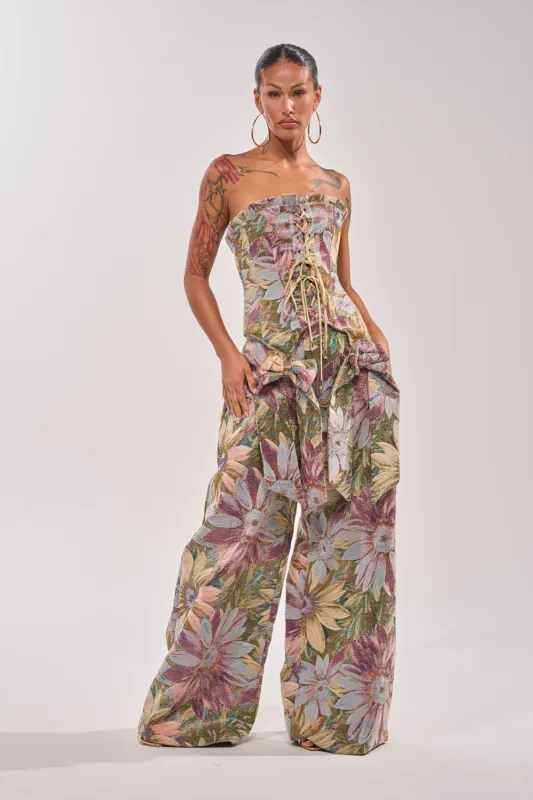 SUNFLOWER FIELDS WILD LEG PANT made by AKIRA