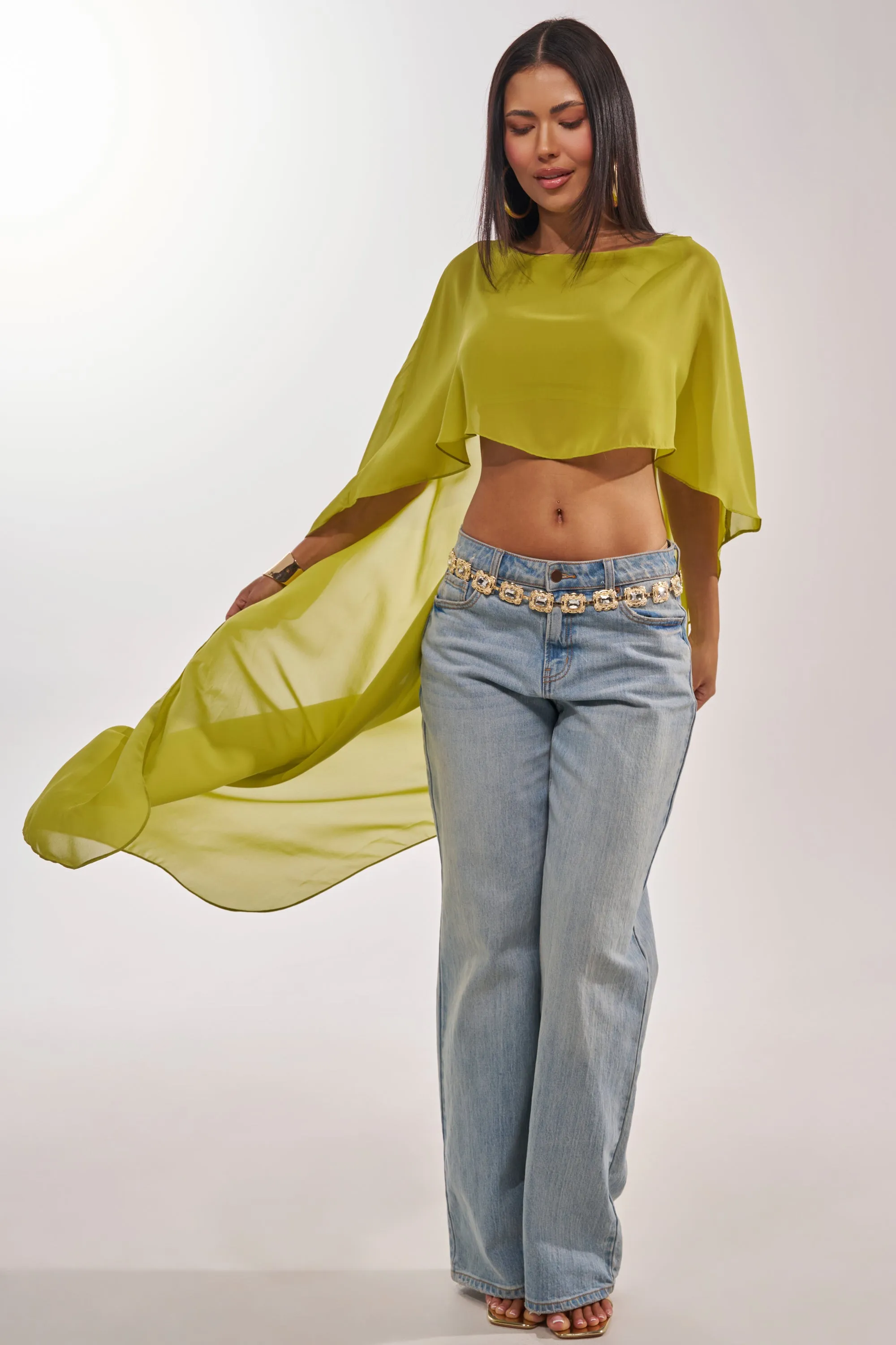 IT GIRL BLOUSE IN CHARTREUSE sold by AKIRA product image thumbnail 4