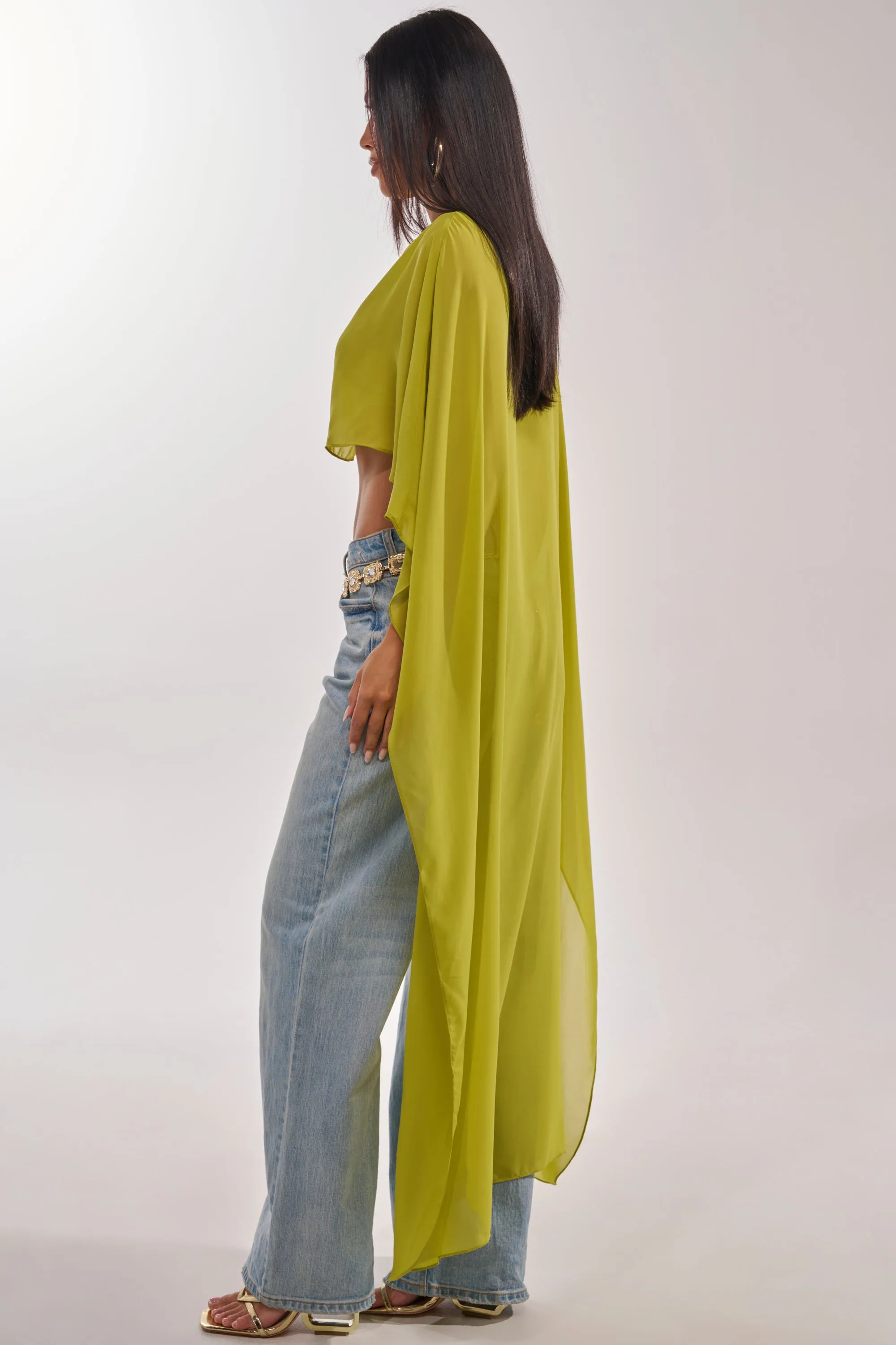 IT GIRL BLOUSE IN CHARTREUSE sold by AKIRA product image thumbnail 5