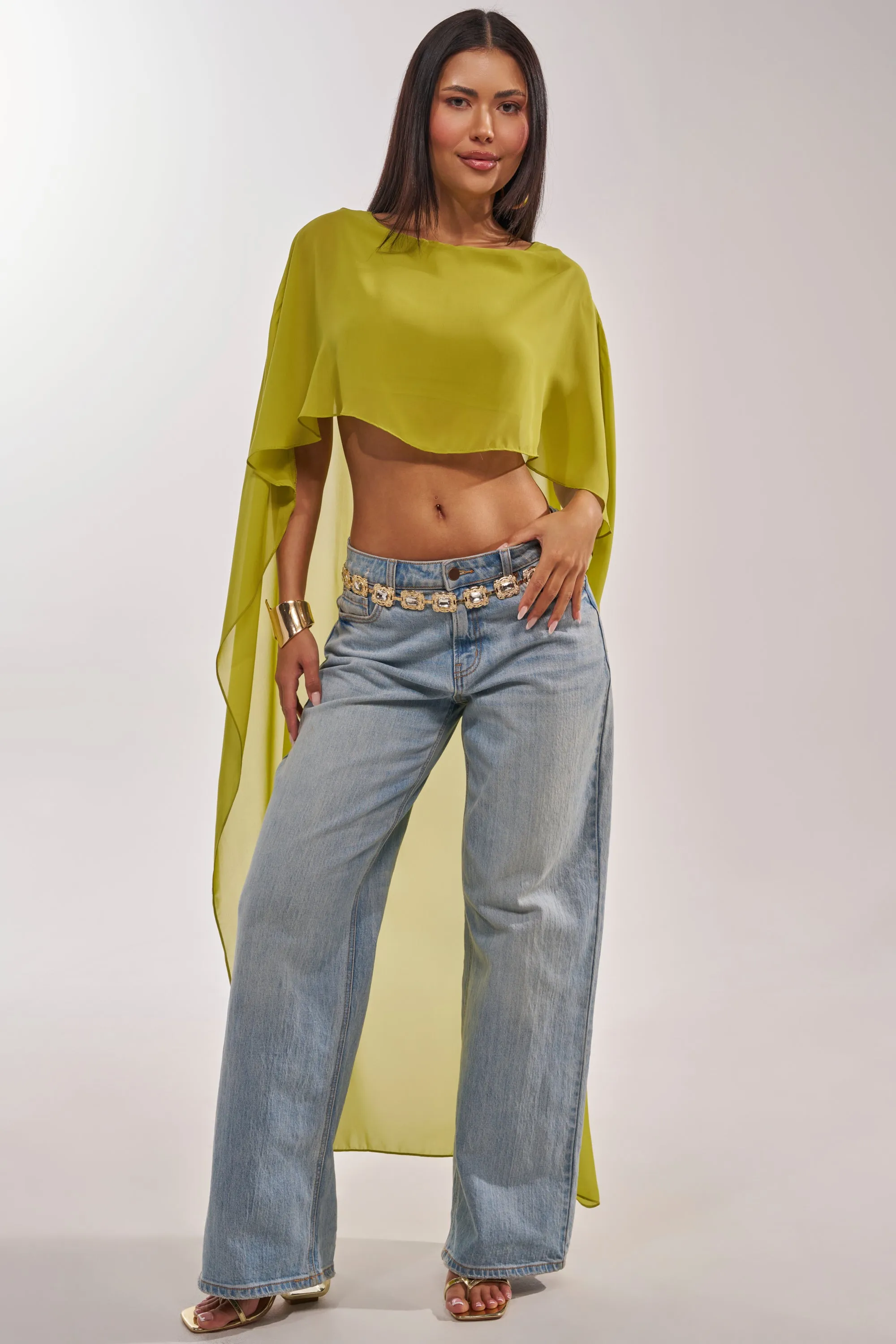 IT GIRL BLOUSE IN CHARTREUSE sold by AKIRA product image thumbnail 2