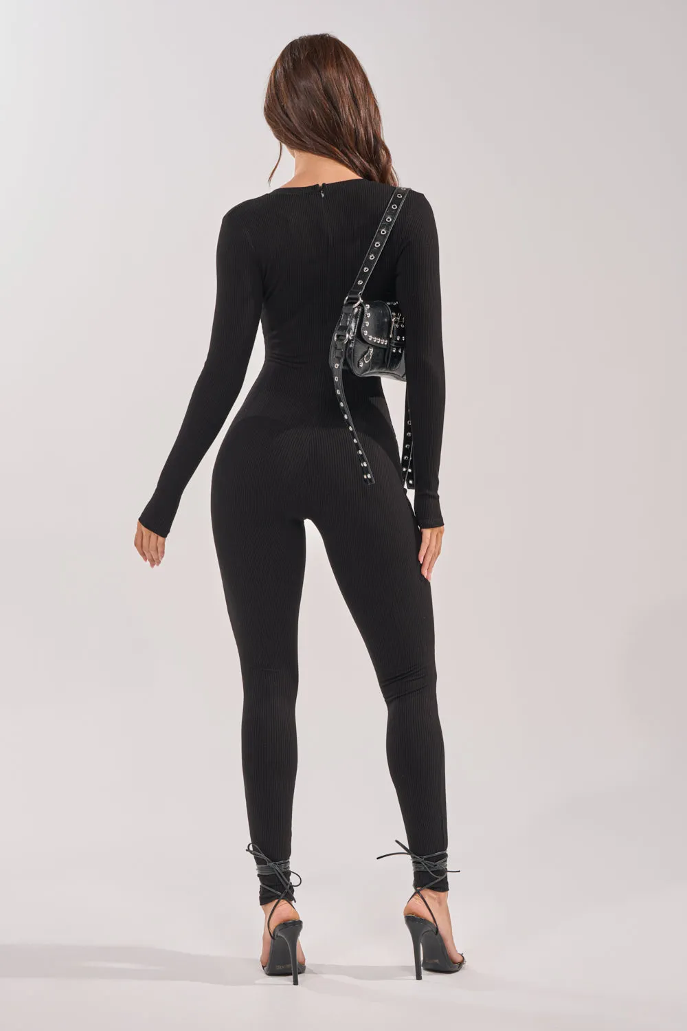DEEP V LONG SLEEVE JUMPSUIT sold by AKIRA product image thumbnail 4