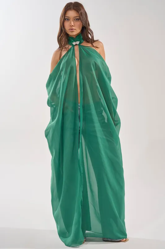 MAKE A STATEMENT CAPE IN GREEN made by AKIRA