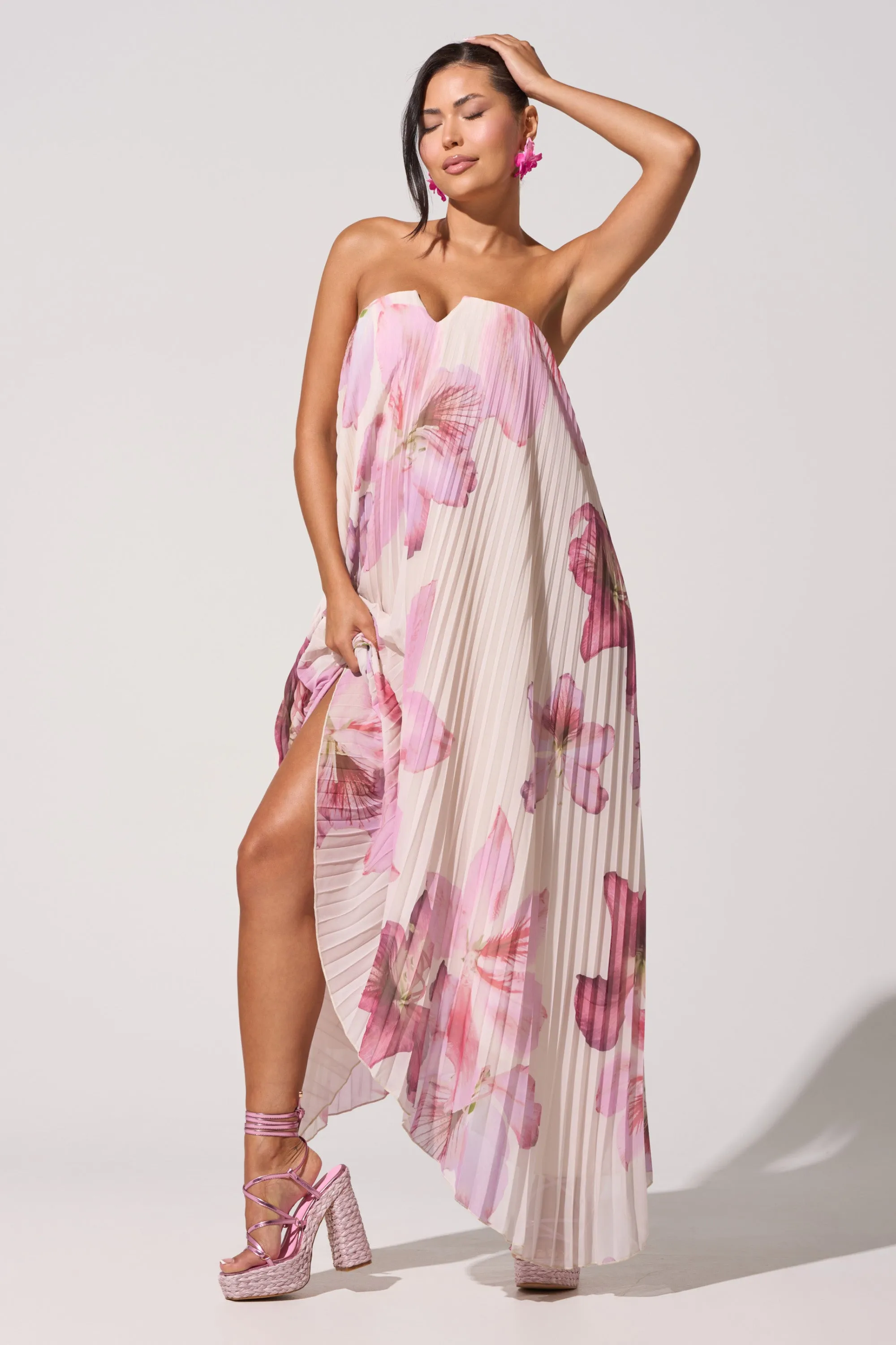 JULIANA STRAPLESS FLORAL MAXI DRESS sold by AKIRA