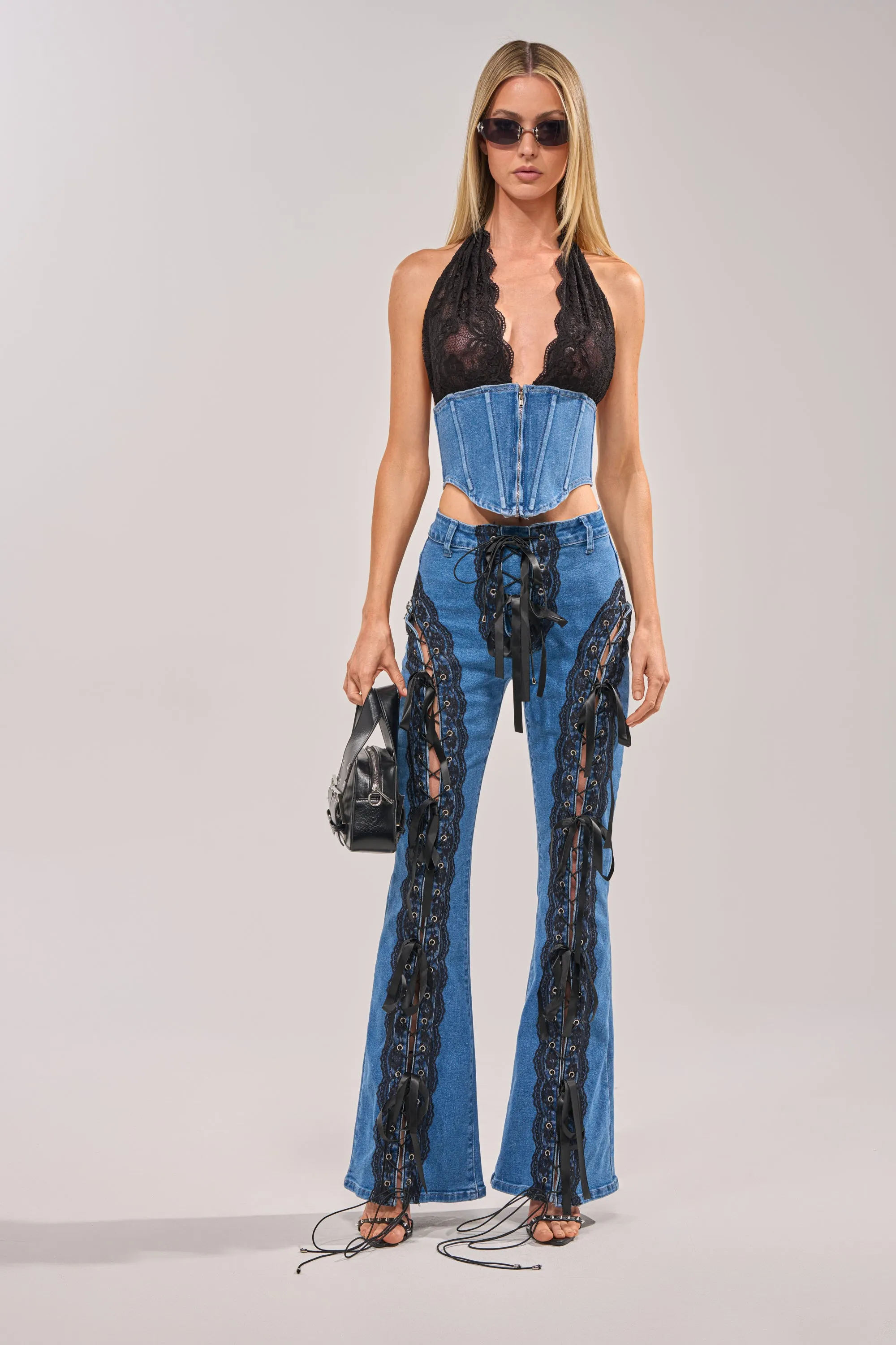 LACED UP DENIM CORSET sold by AKIRA product image thumbnail 5