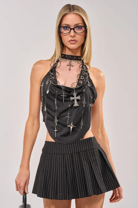 IN YOUR NIGHTMARES EMBELLISHED MESH CORSET made by AKIRA