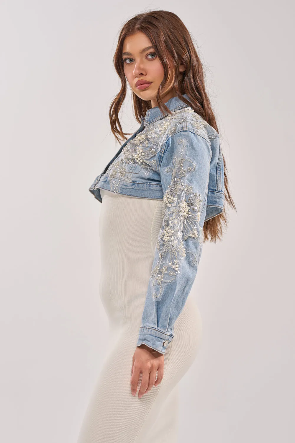 BILLIONAIRE BELLE EMBELLISHED DENIM JACKET sold by AKIRA product image thumbnail 4
