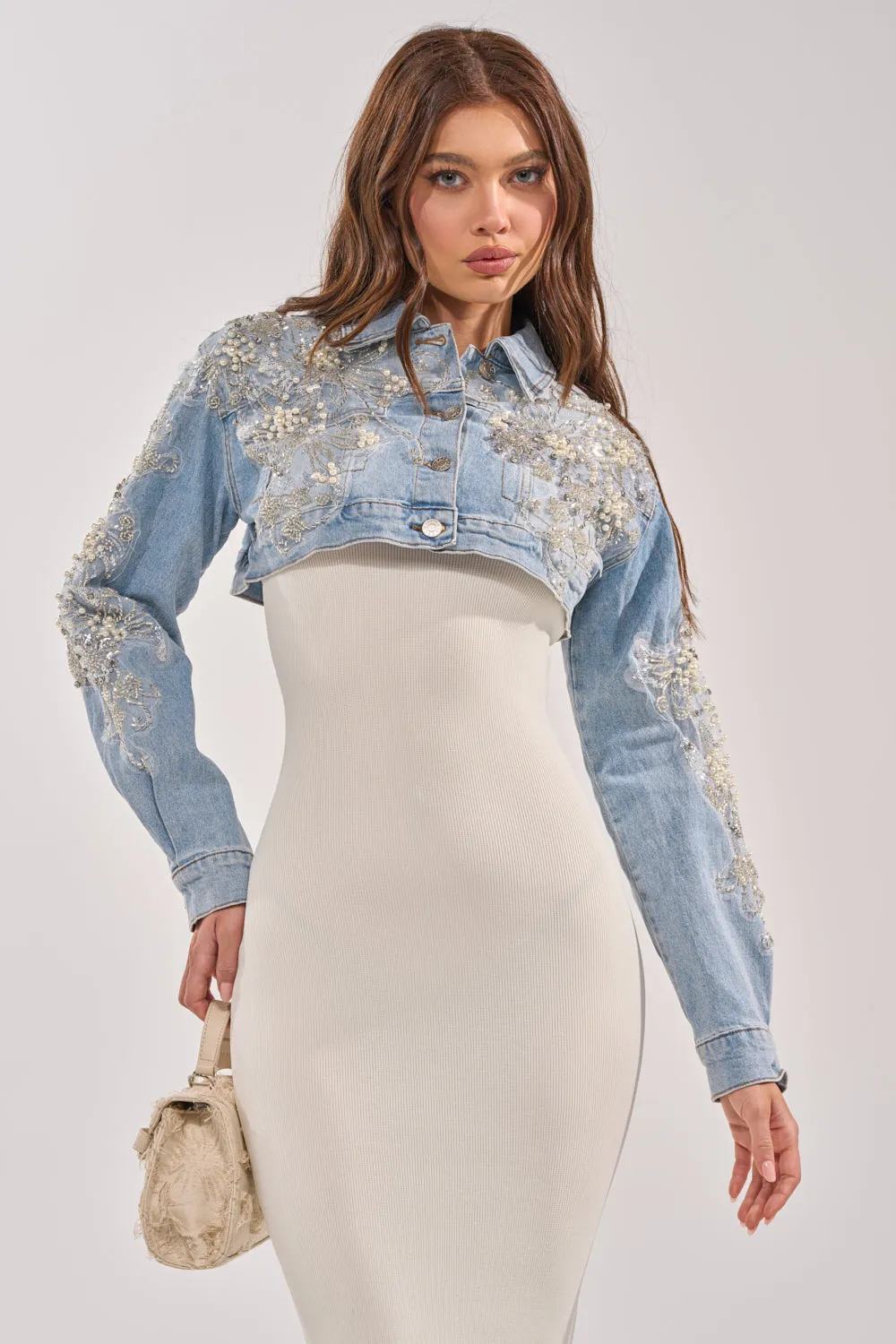 BILLIONAIRE BELLE EMBELLISHED DENIM JACKET sold by AKIRA product image thumbnail 2