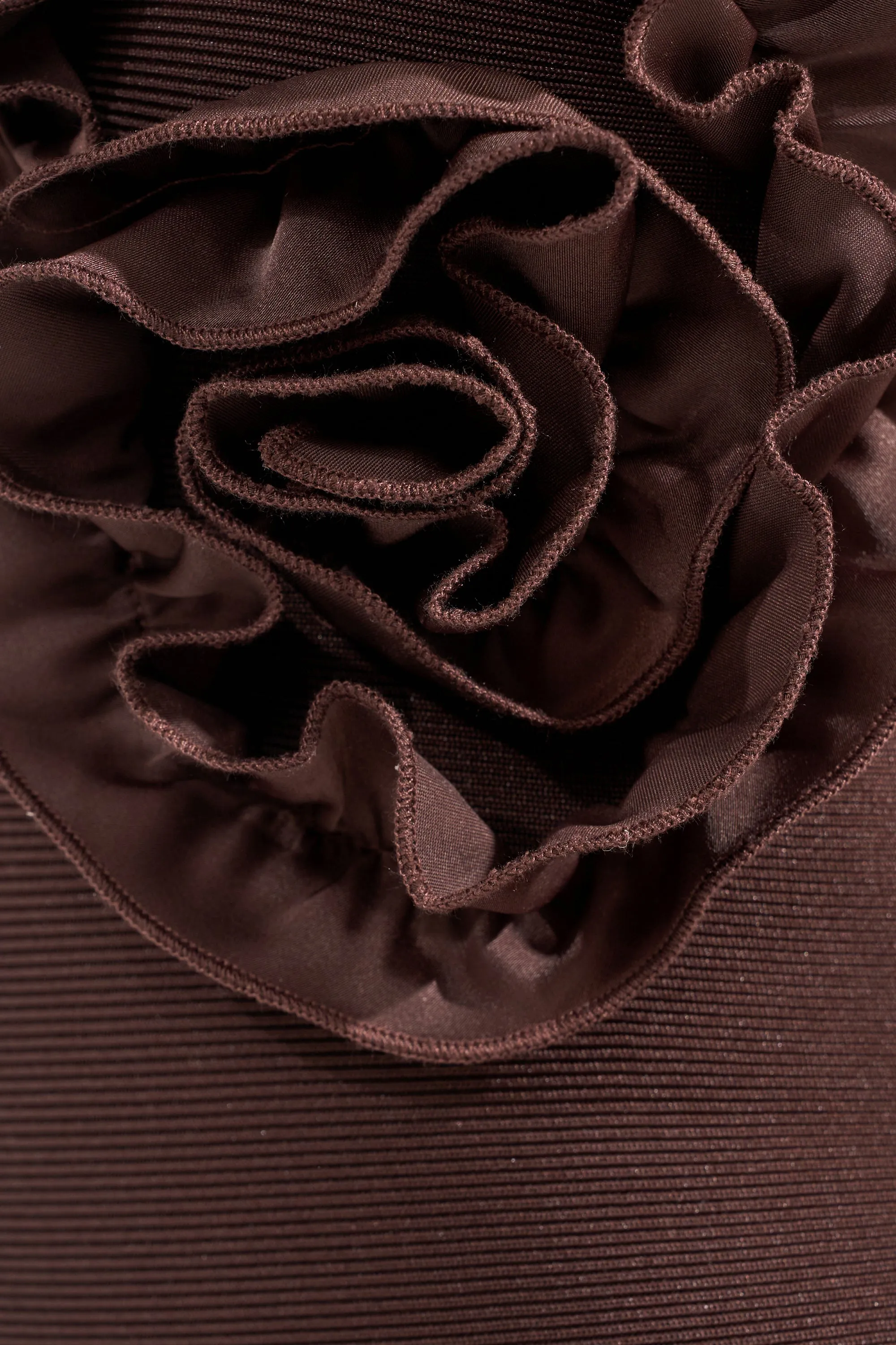 STANDING OVATION FLOCKED MAXI DRESS IN CHOCOLATE sold by AKIRA product image thumbnail 5