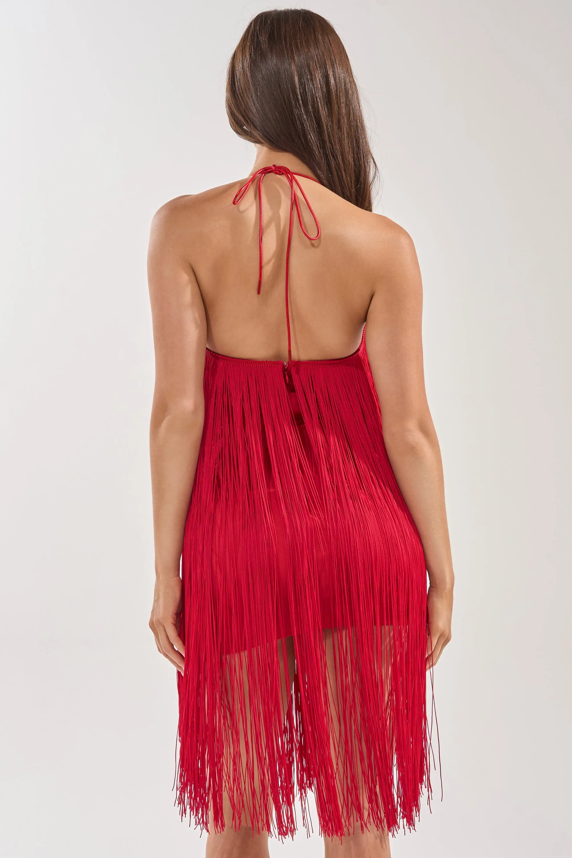 LET'S CELEBRATE FRINGE MINI DRESS IN RED sold by AKIRA product image thumbnail 5