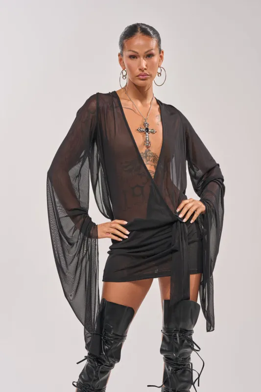 SHEER AFFECTION MESH MINI DRESS made by AKIRA