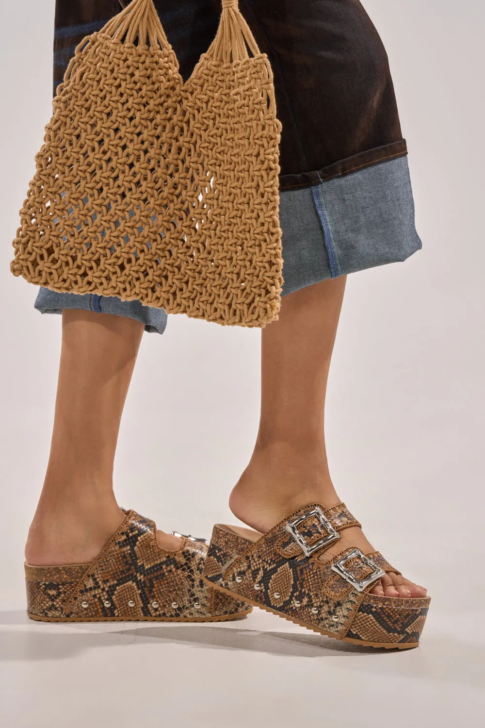 AZALEA WANG OHKAY SNAKE FLATFORM STUD EMBELLISHED SLIP ON SANDAL sold by AKIRA