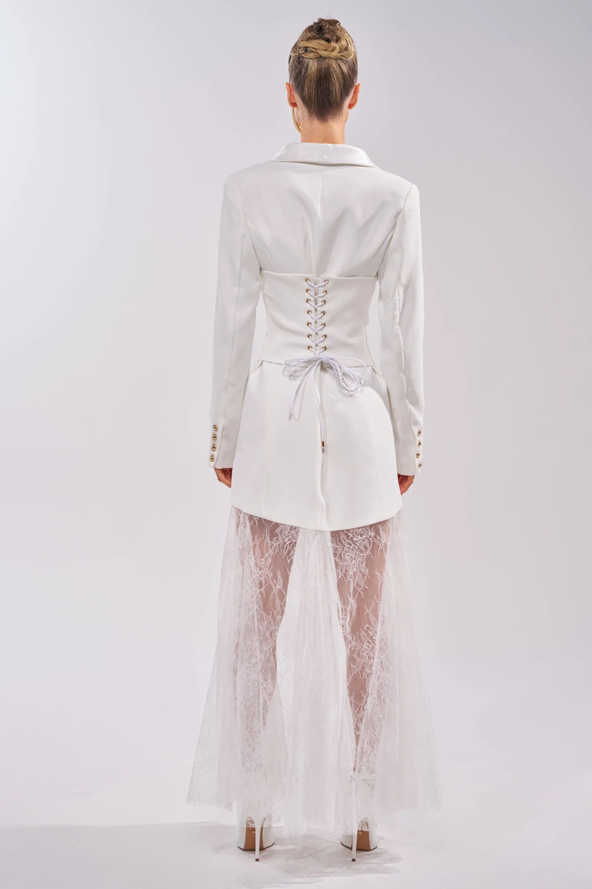 OK BOSS LADY BLAZER MAXI DRESS IN WHITE sold by AKIRA product image thumbnail 3