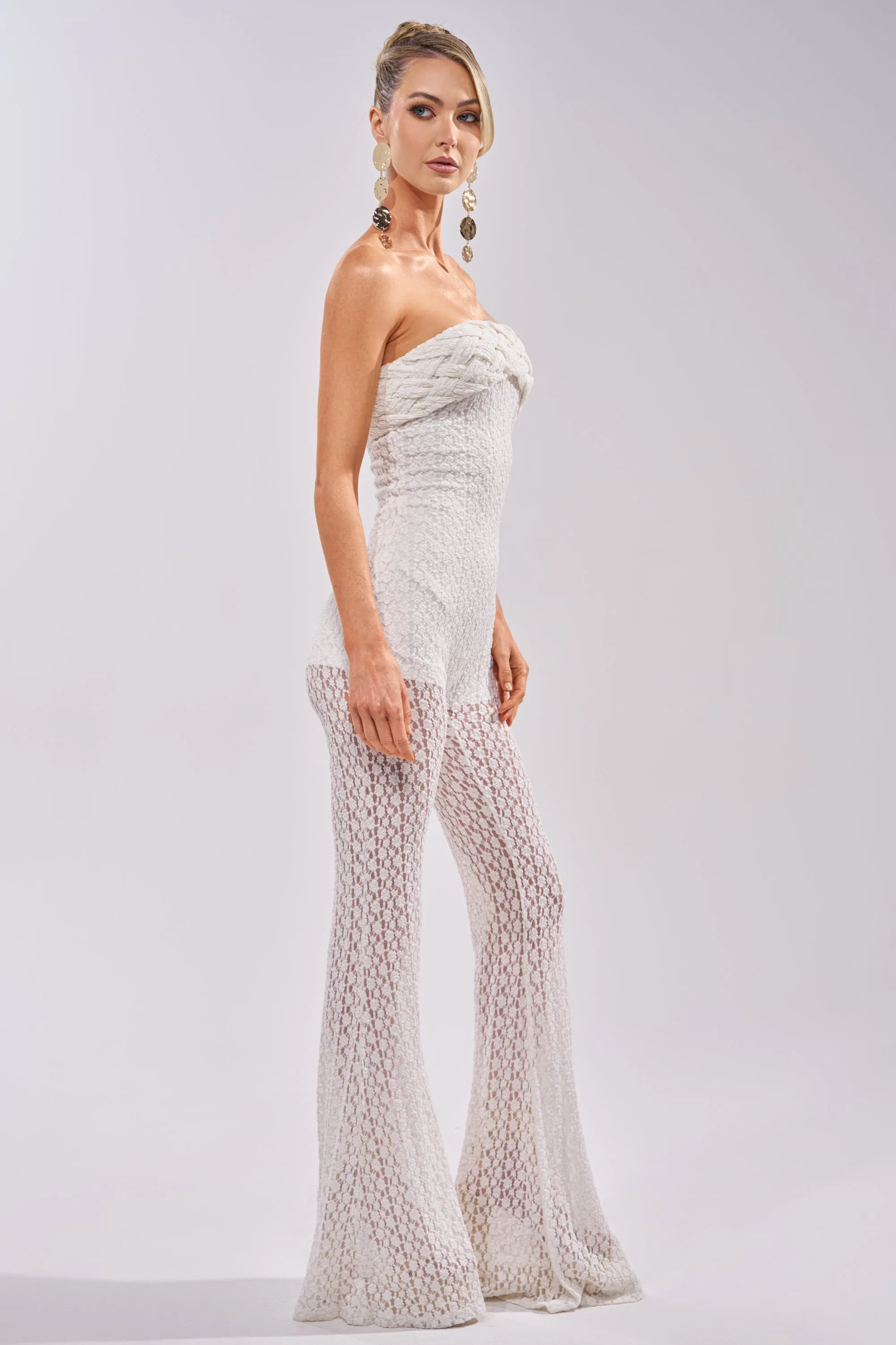CONCERT BRAT BRAIDED LACE JUMPSUIT IN WHITE sold by AKIRA product image thumbnail 5