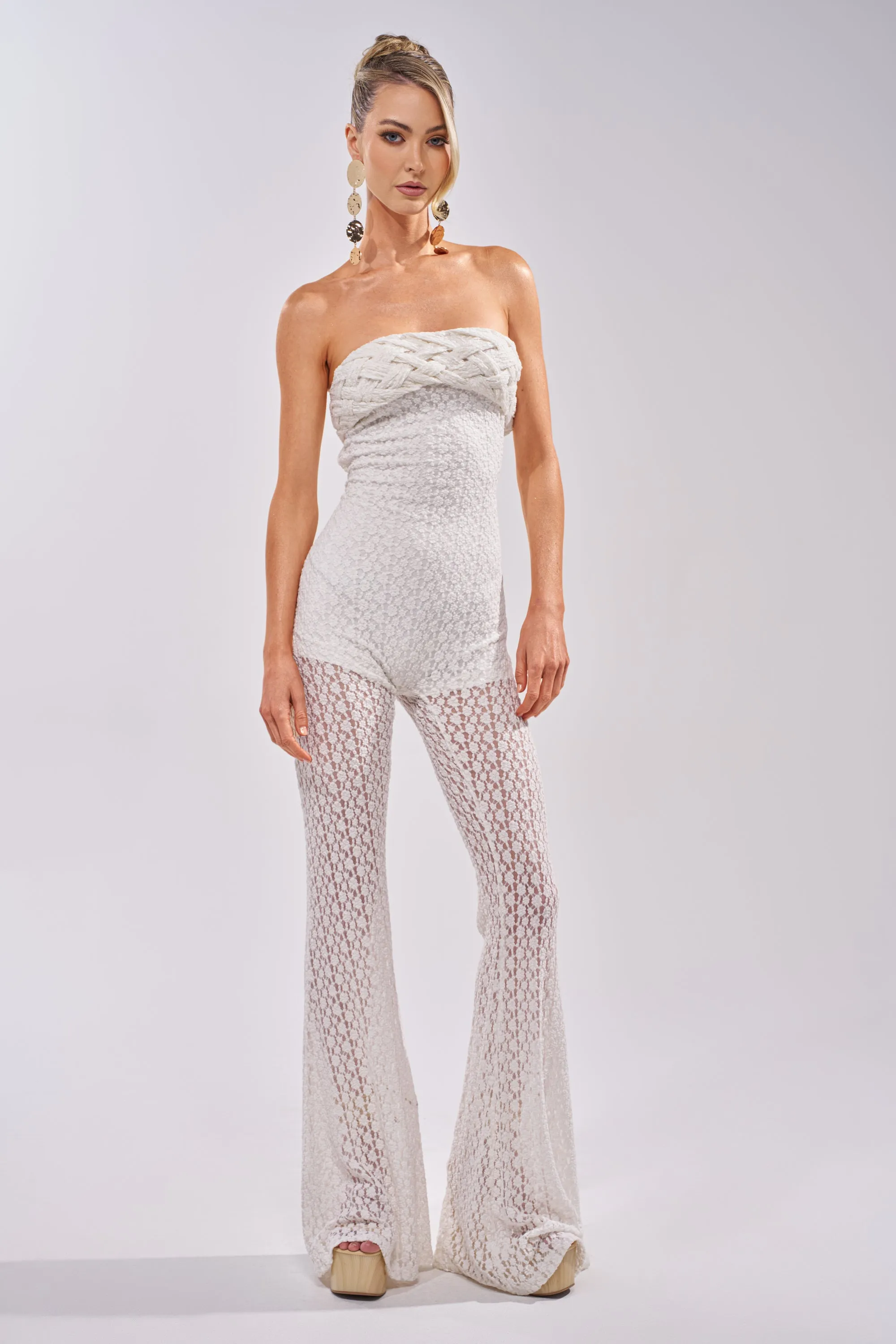 CONCERT BRAT BRAIDED LACE JUMPSUIT IN WHITE sold by AKIRA product image thumbnail 2