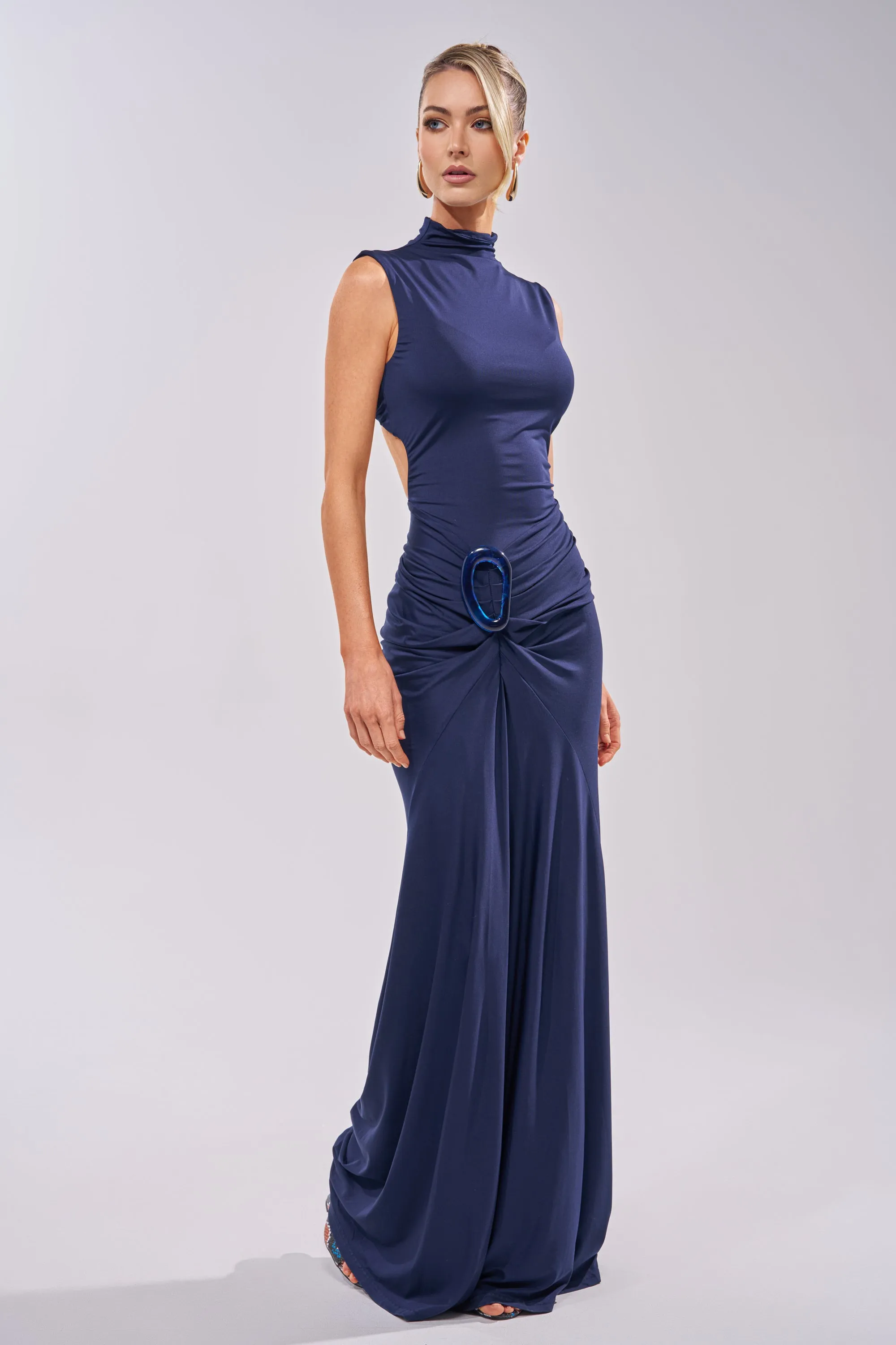 BE MY DATE BODYCON MAXI DRESS IN NAVY sold by AKIRA product image thumbnail 3