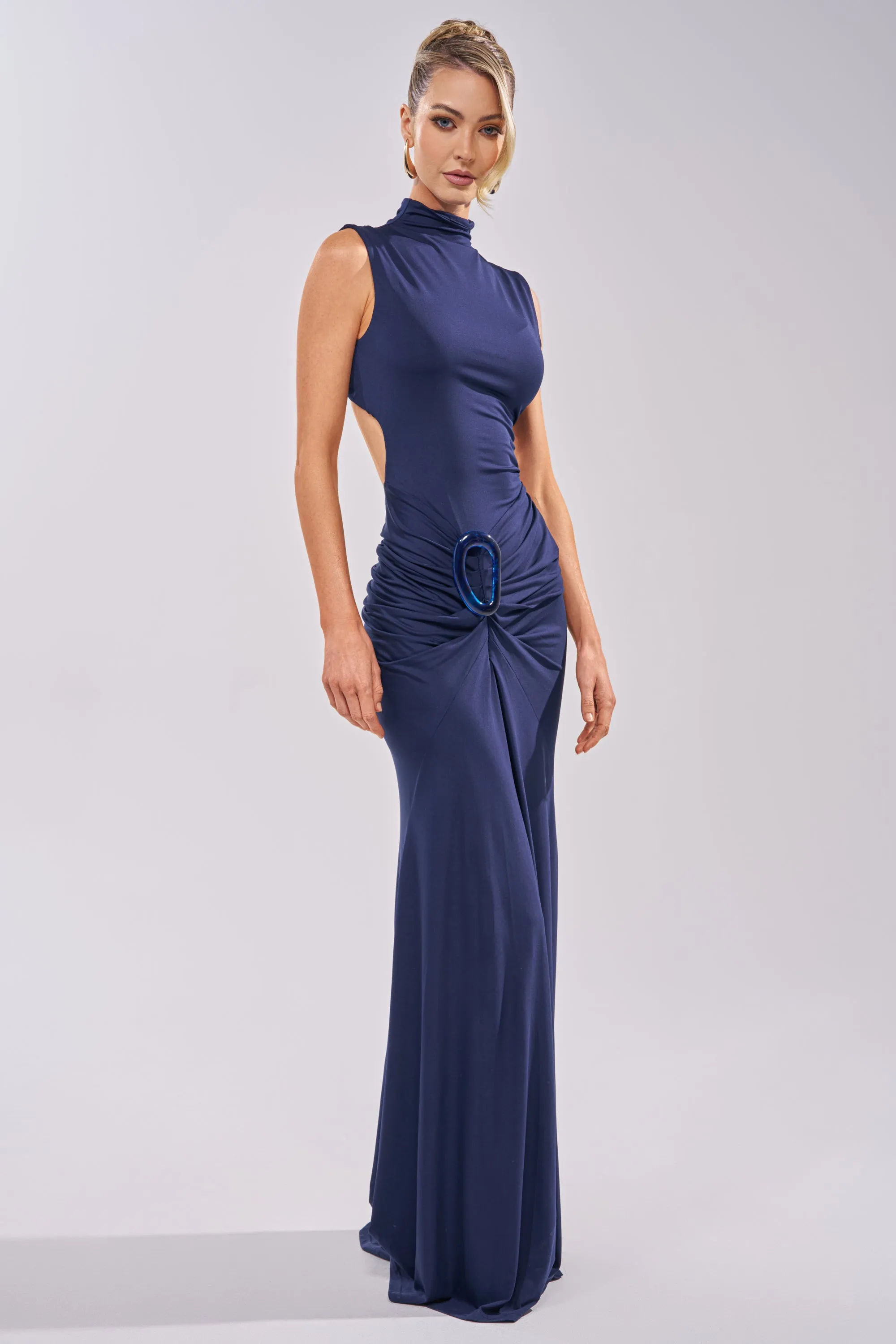 BE MY DATE BODYCON MAXI DRESS IN NAVY sold by AKIRA