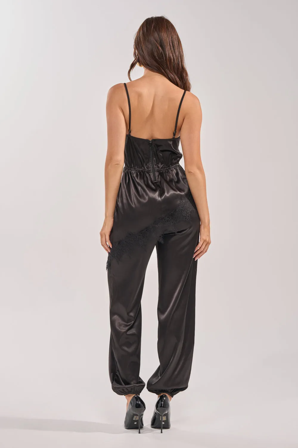MIDNIGHT MUSE LACE SATIN JUMPSUIT sold by AKIRA product image thumbnail 5