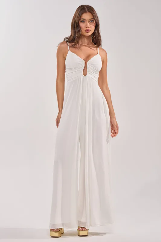 LATE NIGHT IN KAUAI JUMPSUIT IN WHITE made by AKIRA