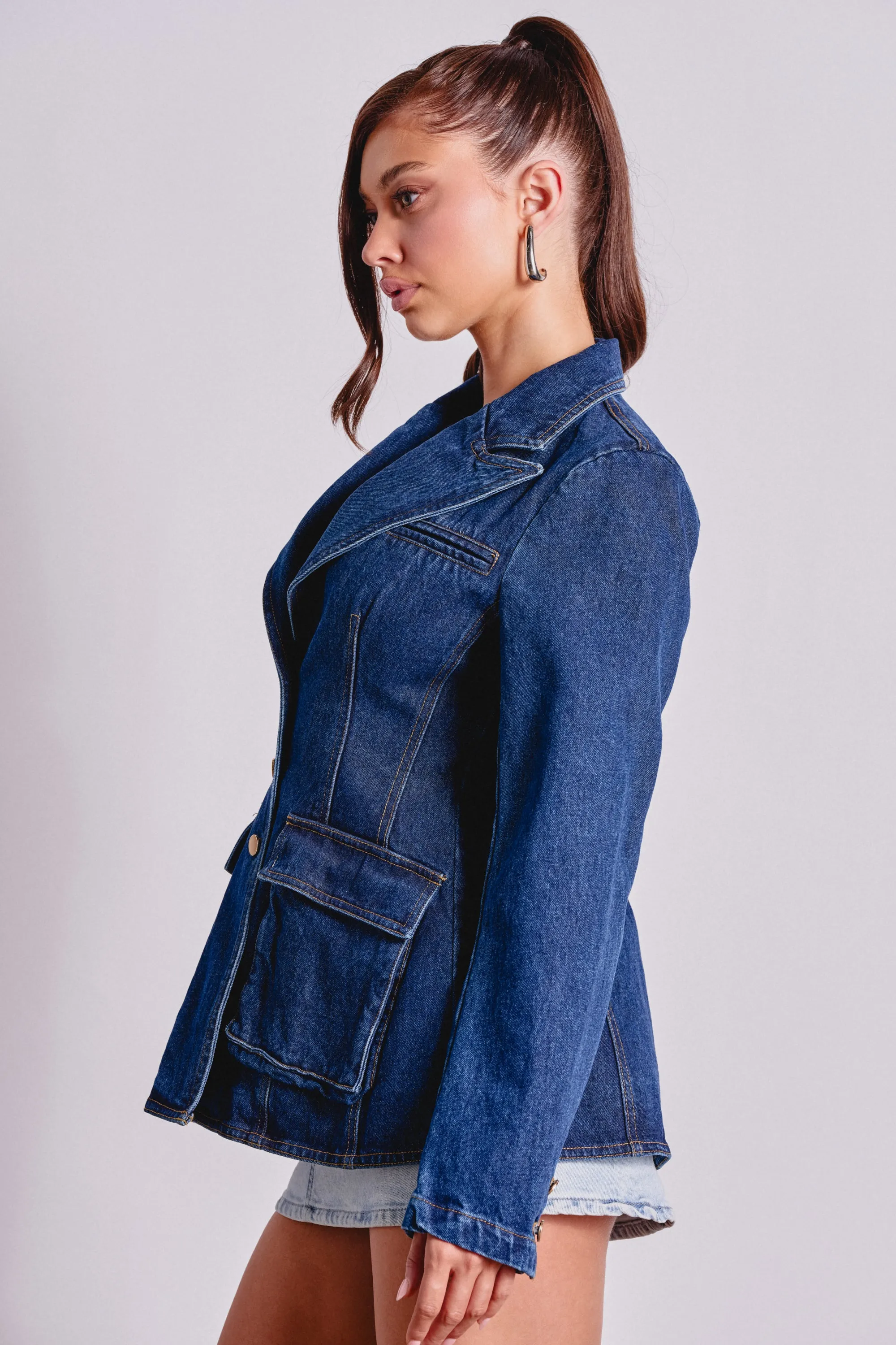 NINA DENIM BLAZER sold by AKIRA product image thumbnail 5