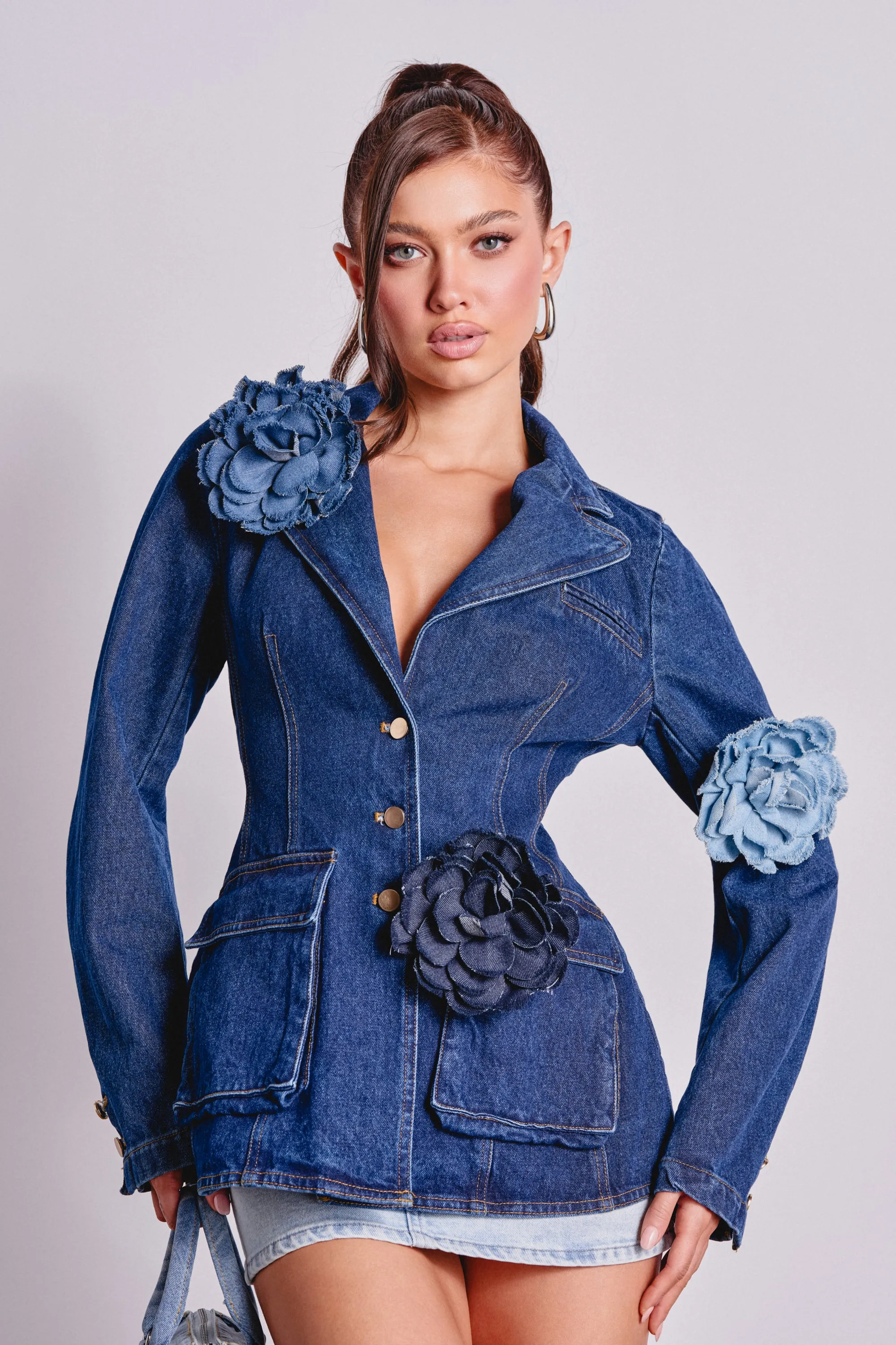 NINA DENIM BLAZER sold by AKIRA product image thumbnail 2