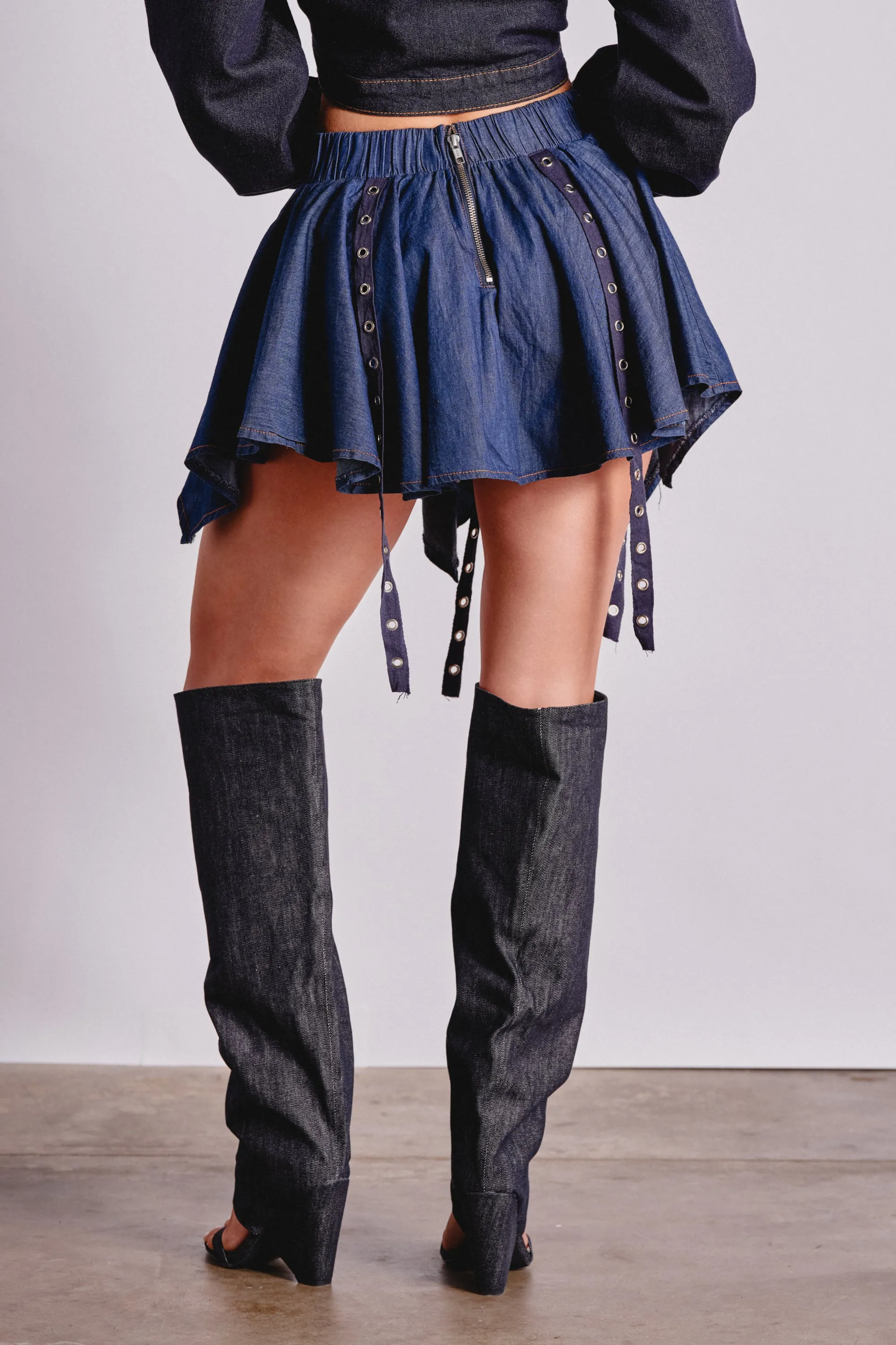 AFTER HOURS MINI SKIRT IN MEDIUM BLUE DENIM sold by AKIRA product image thumbnail 5