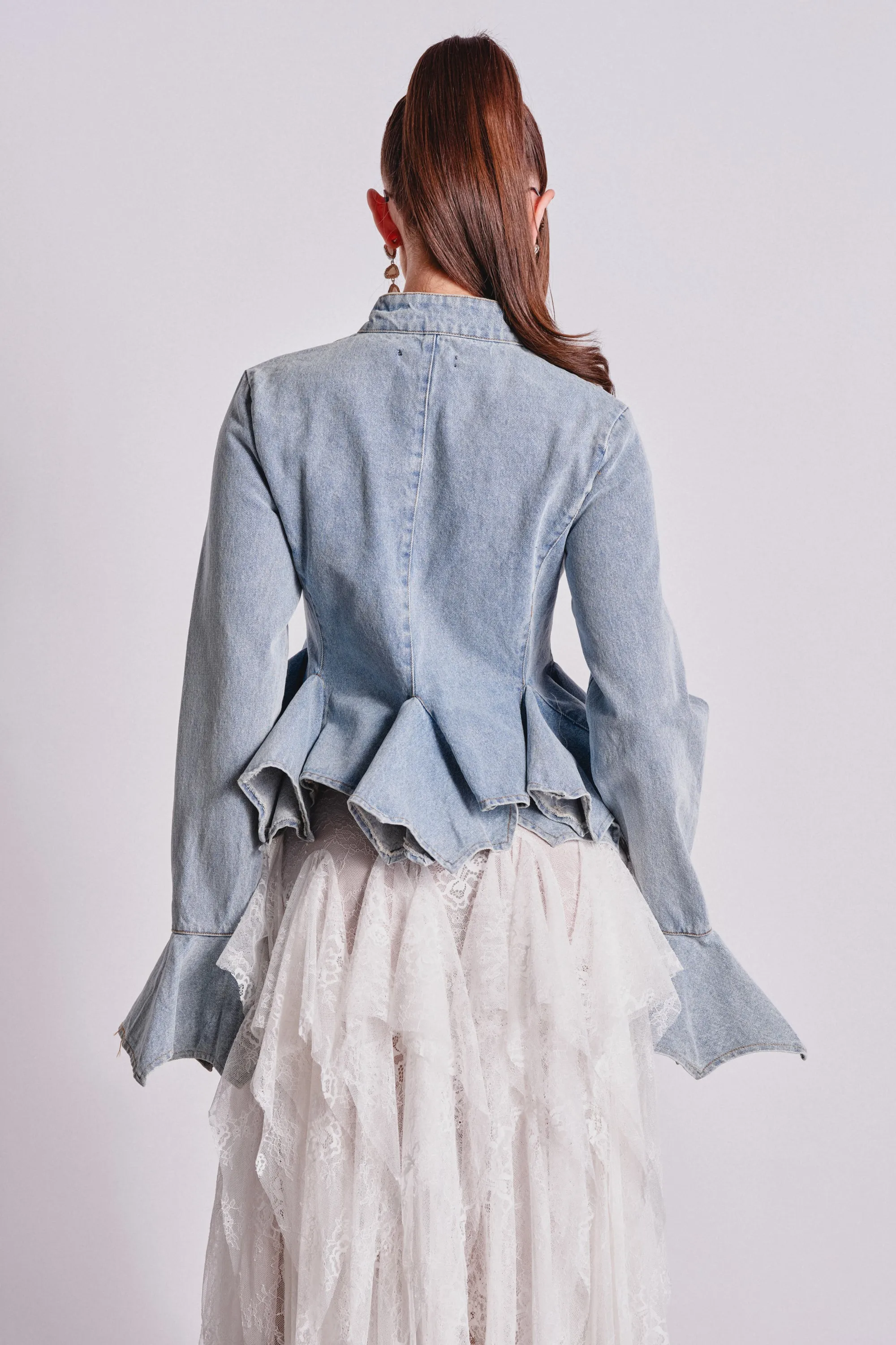 DOUBLE DARE YOU PEPLUM DENIM JACKET sold by AKIRA product image thumbnail 5