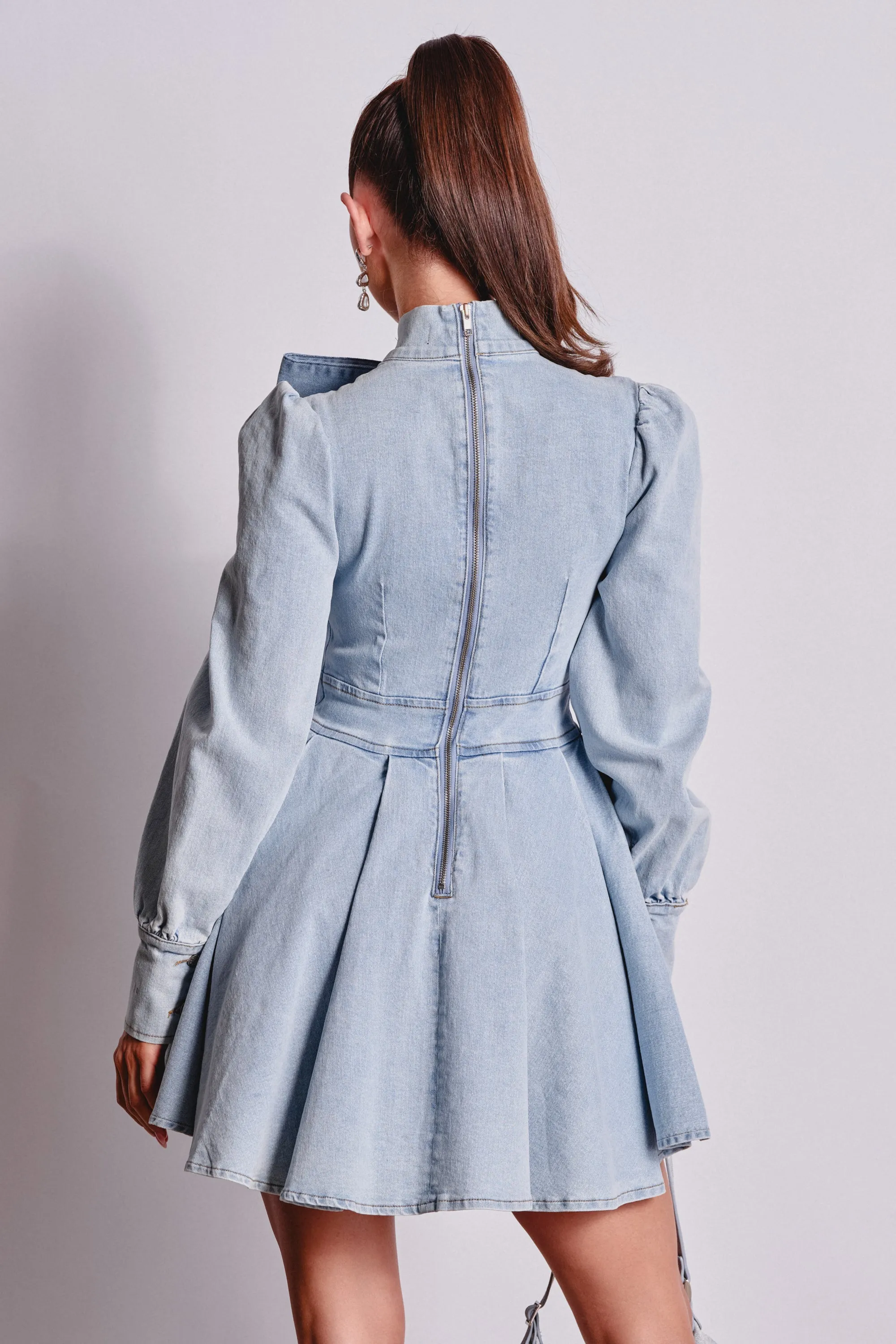 CAROLINA DENIM BOW MINI DRESS sold by AKIRA product image thumbnail 4