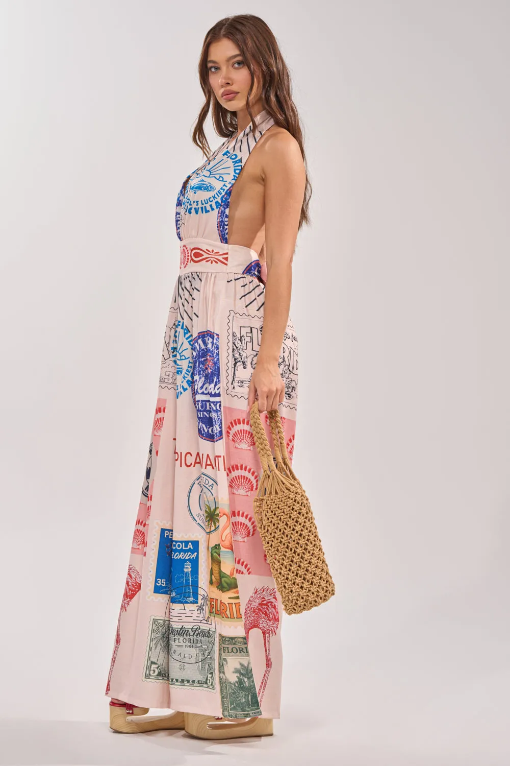CATCH YOU LATER HALTER PRINTED JUMPSUIT sold by AKIRA product image thumbnail 3