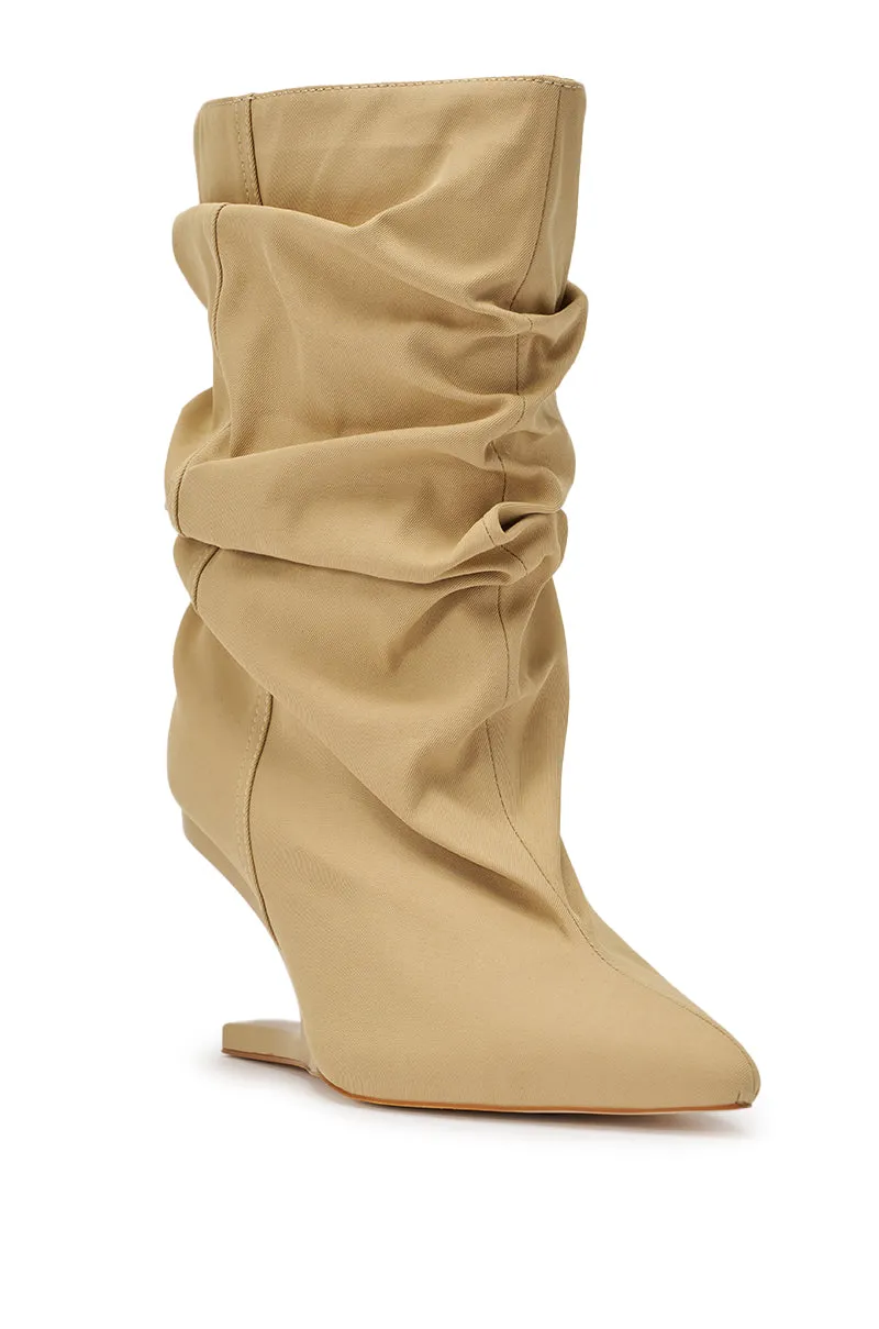 AZALEA WANG SERONA KHAKI INVISIBLE WEDGE BOOTIE sold by AKIRA product image thumbnail 4