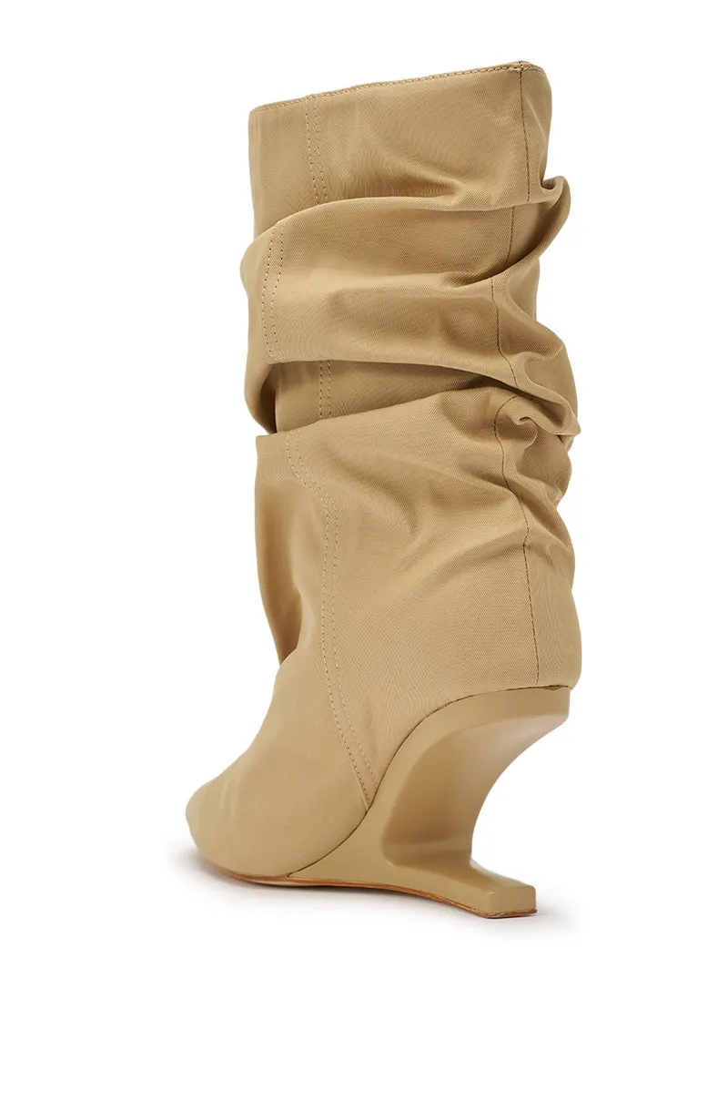 AZALEA WANG SERONA KHAKI INVISIBLE WEDGE BOOTIE sold by AKIRA product image thumbnail 5