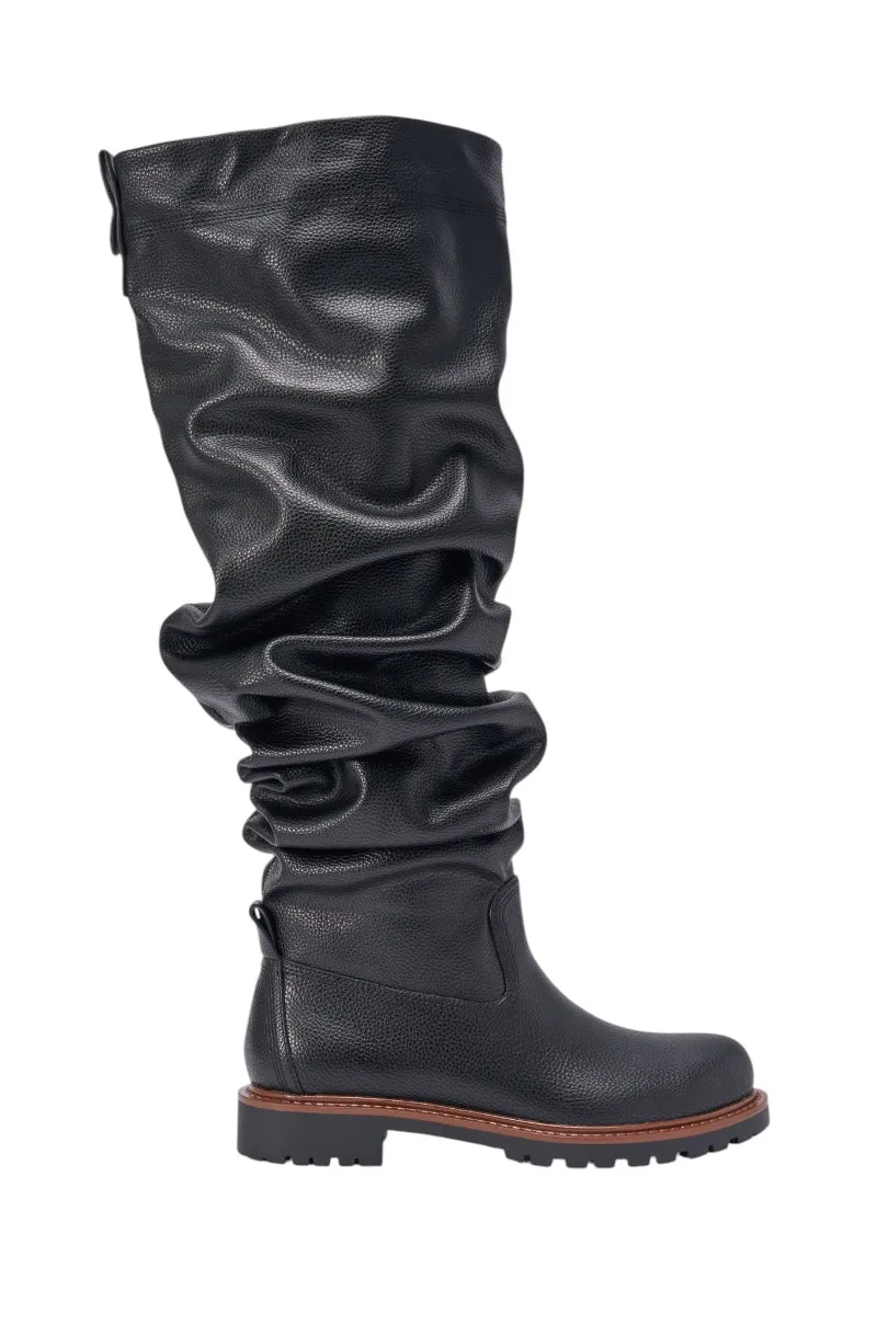 AZALEA WANG ARDIS BLACK FLAT RUCHED BOOT sold by AKIRA product image thumbnail 3